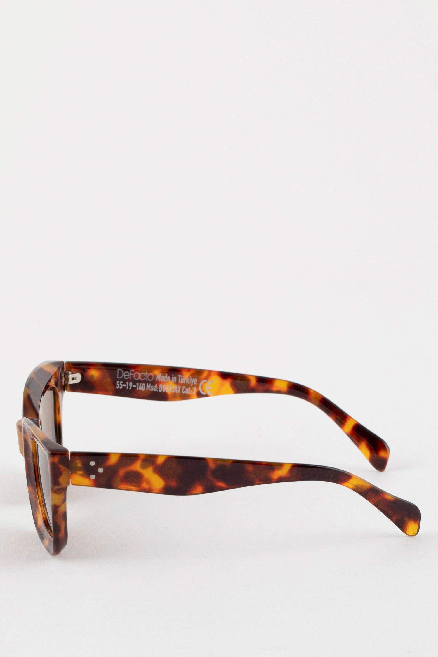 Kadın Leopar Desenli Kare Güneş Gözlüğü