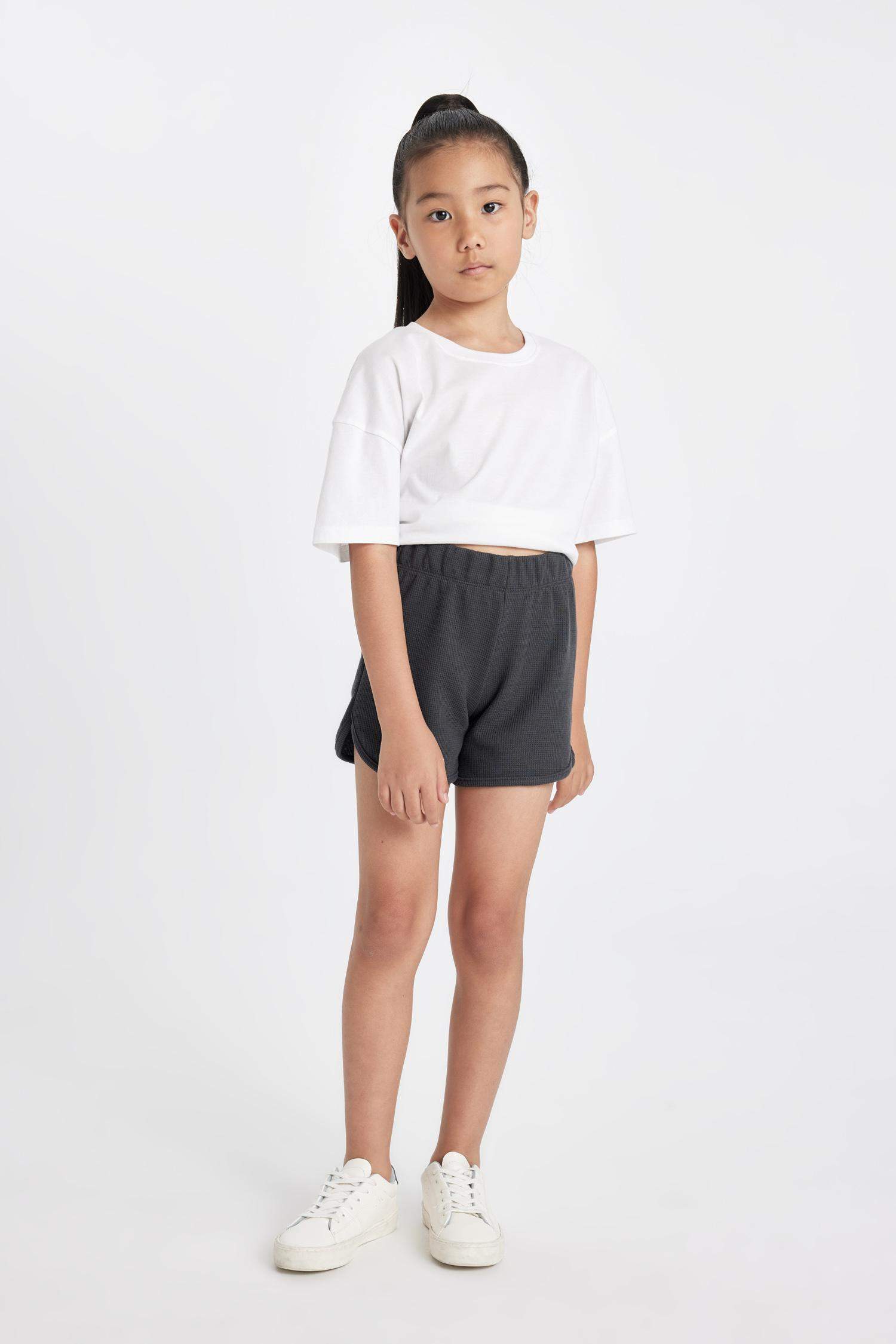 Kız Çocuk Waffle Şort