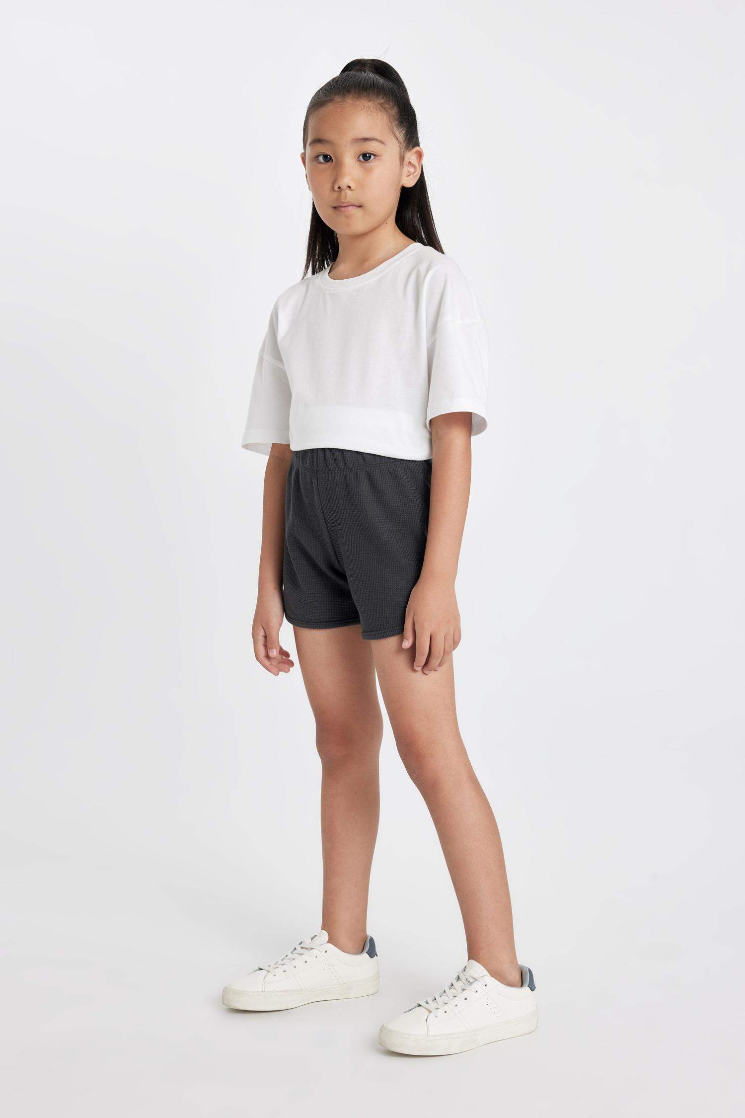 Kız Çocuk Waffle Şort