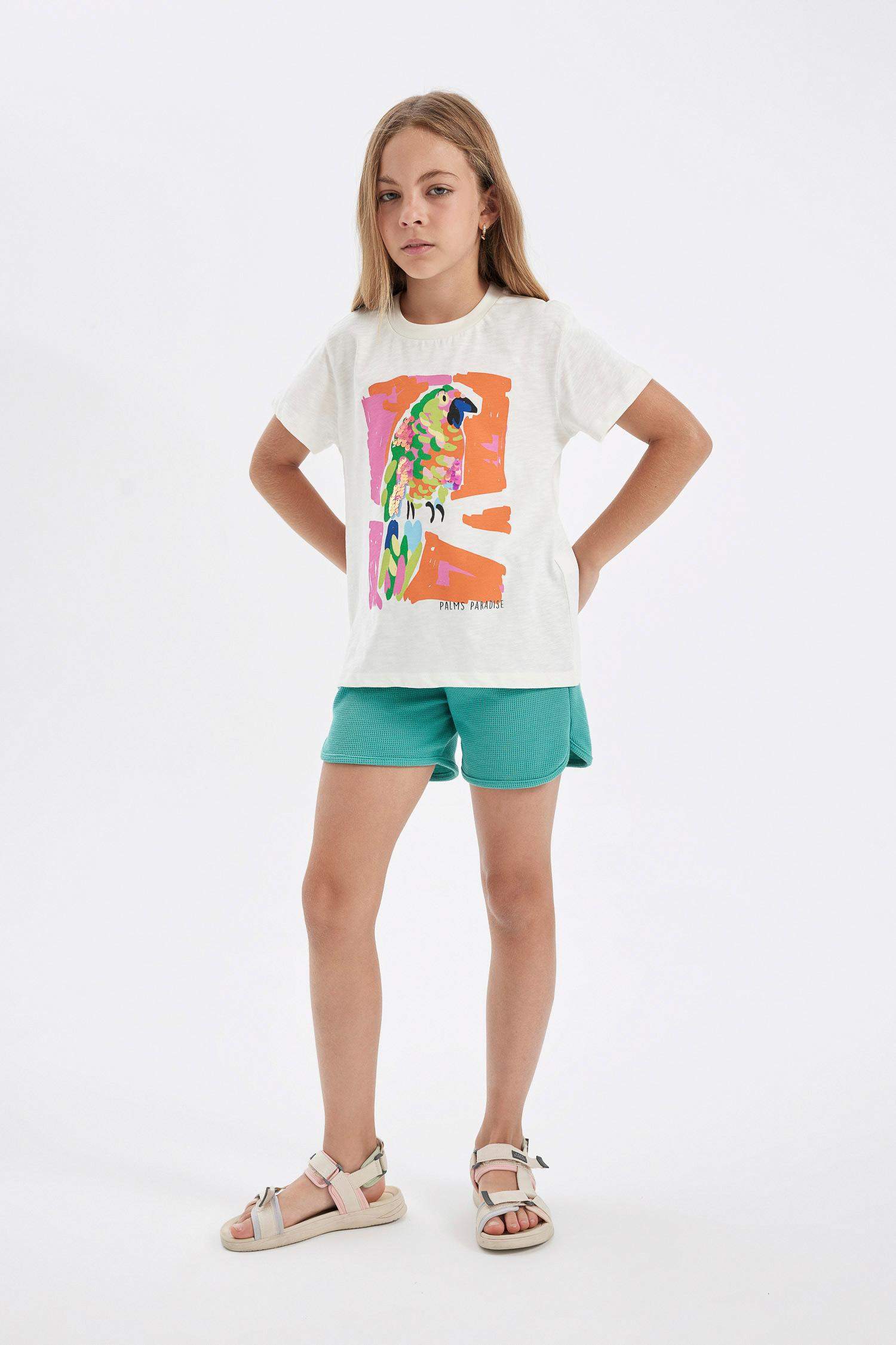 Kız Çocuk Waffle Şort