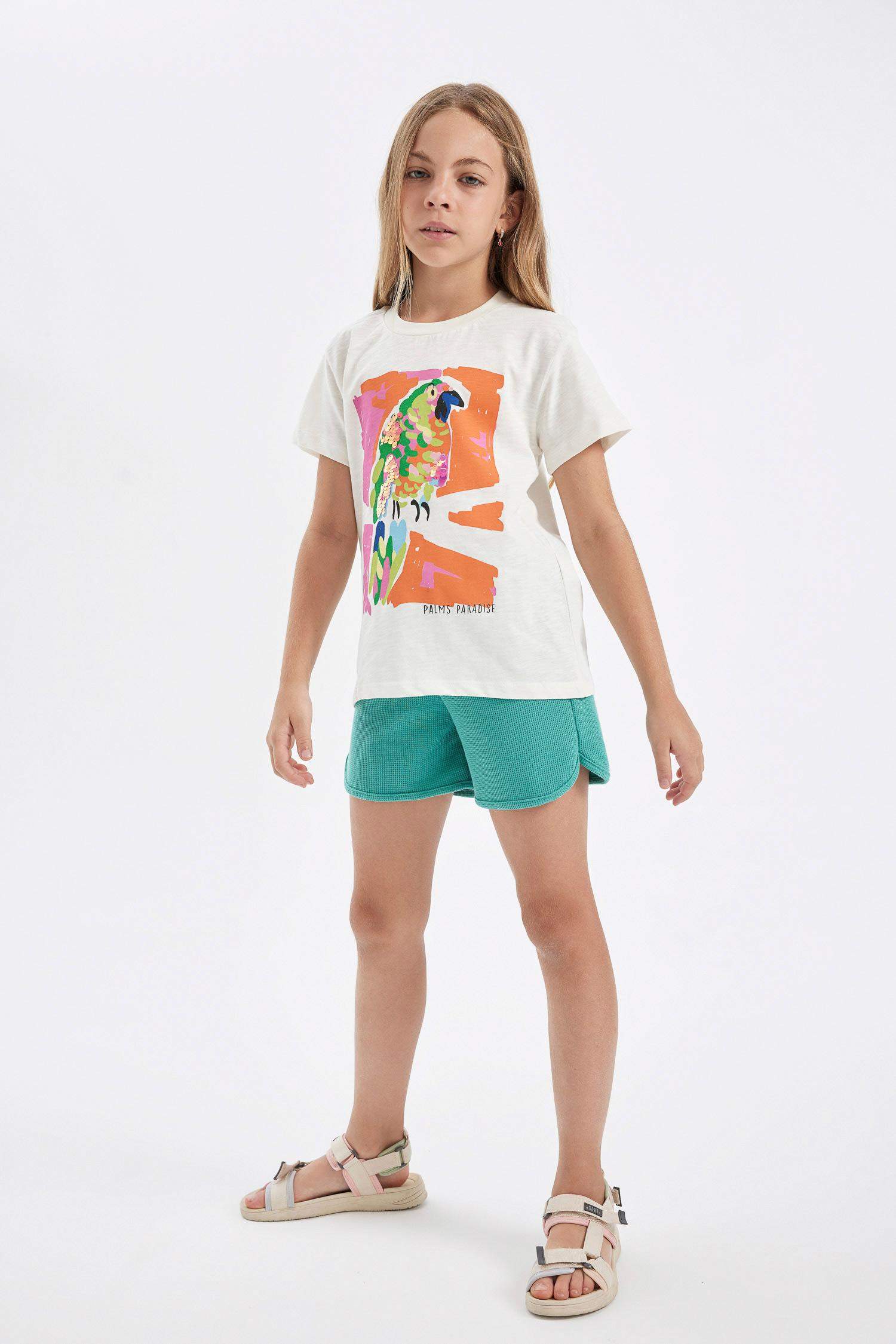 Kız Çocuk Waffle Şort