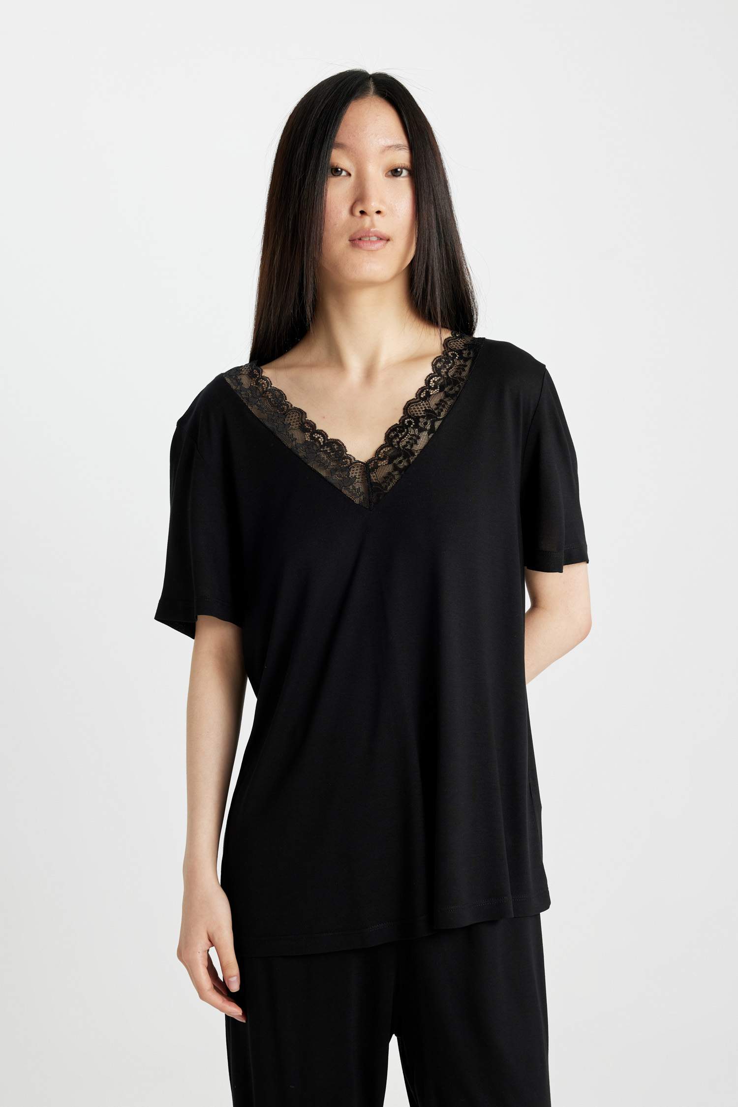 Regular Fit Kısa Kollu 2'li Viskon Takım Fall in Love