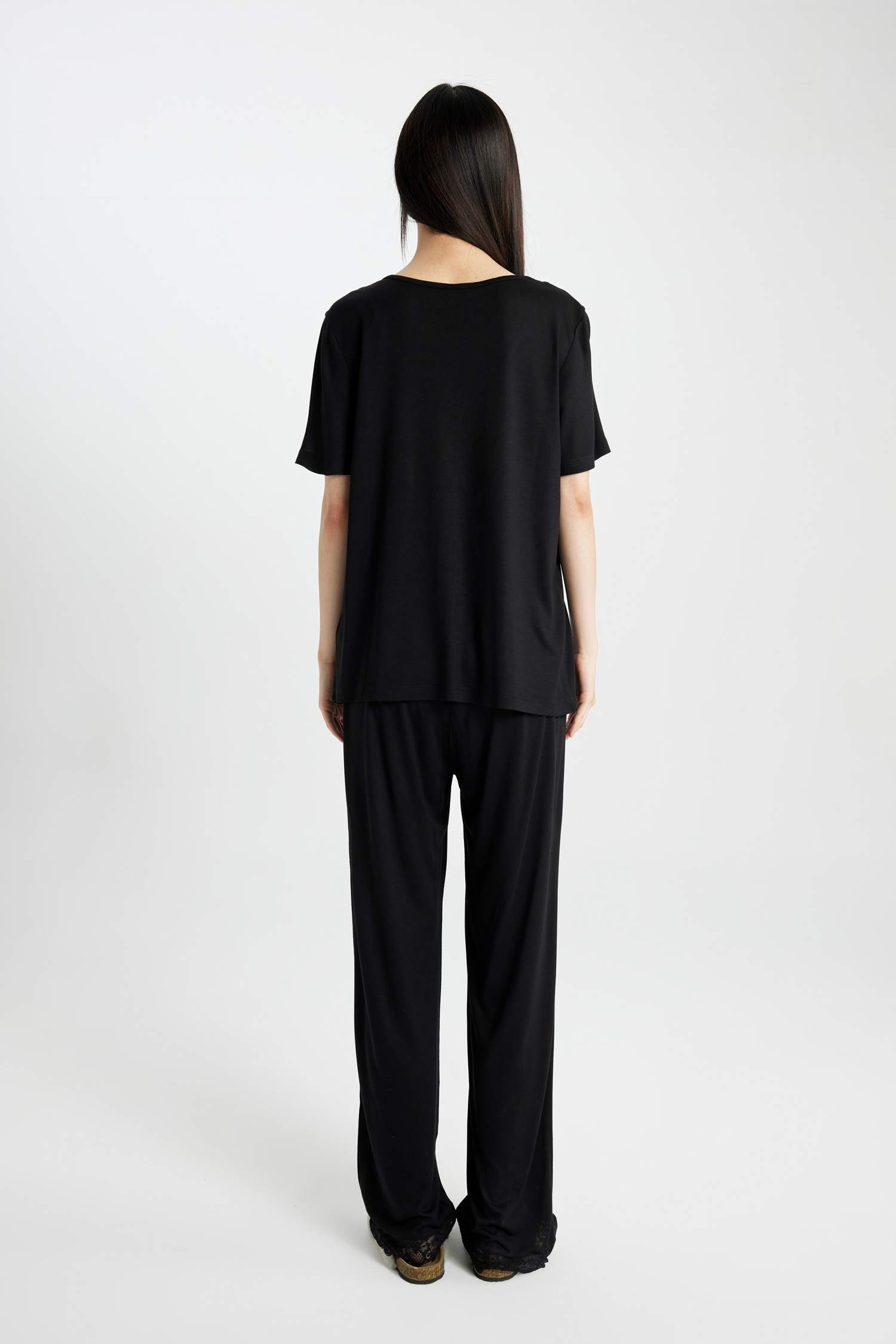 Regular Fit Kısa Kollu 2'li Viskon Takım Fall in Love