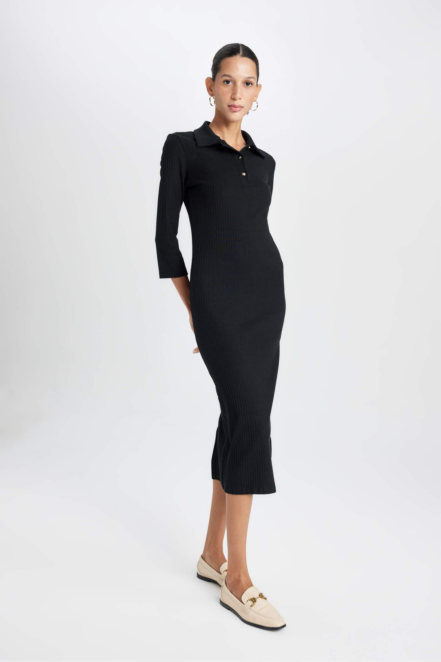 Bodycon Polo Collar Camisole Midi Dress