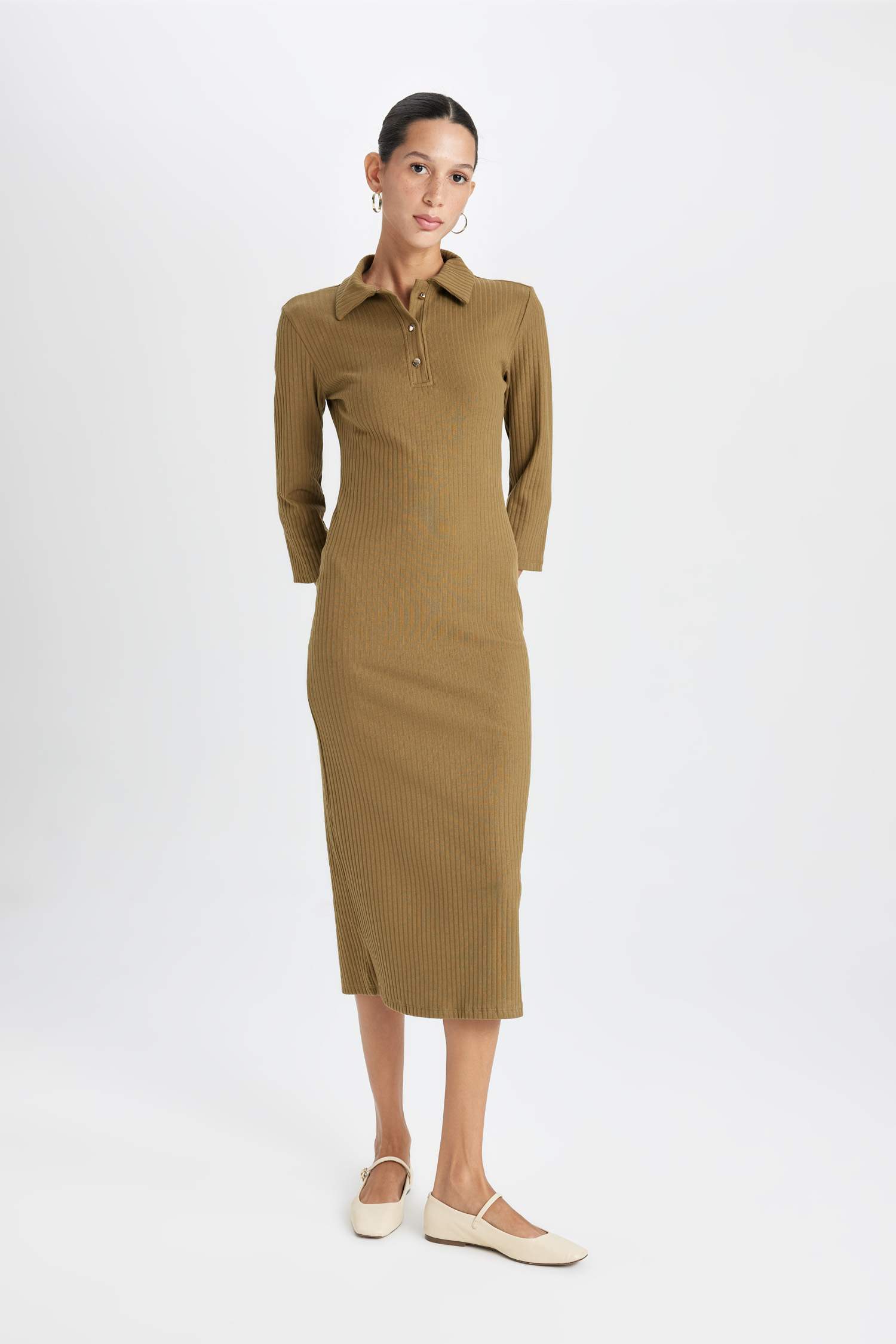 Bodycon Polo Collar Camisole Midi Dress