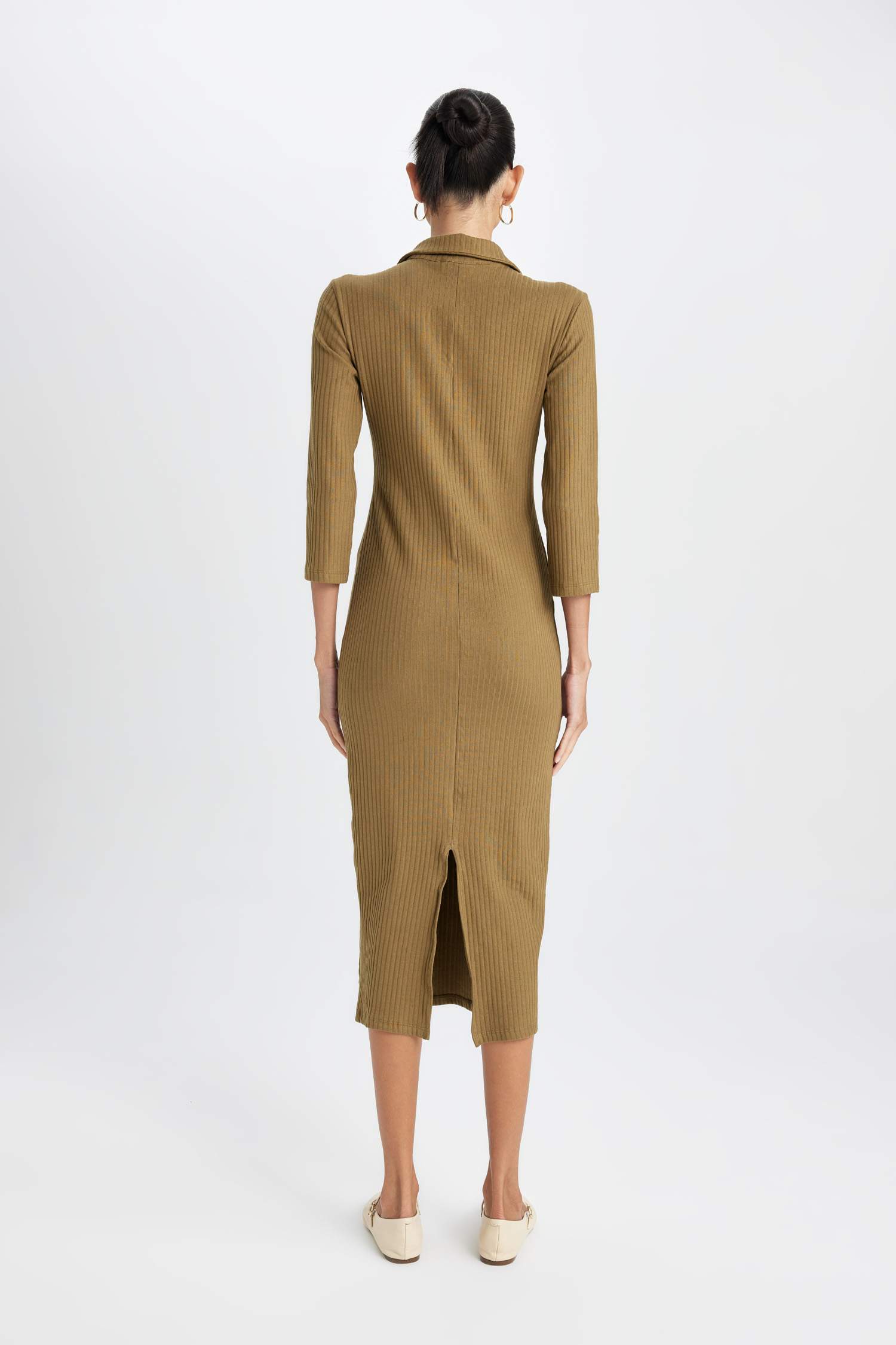 Bodycon Polo Collar Camisole Midi Dress