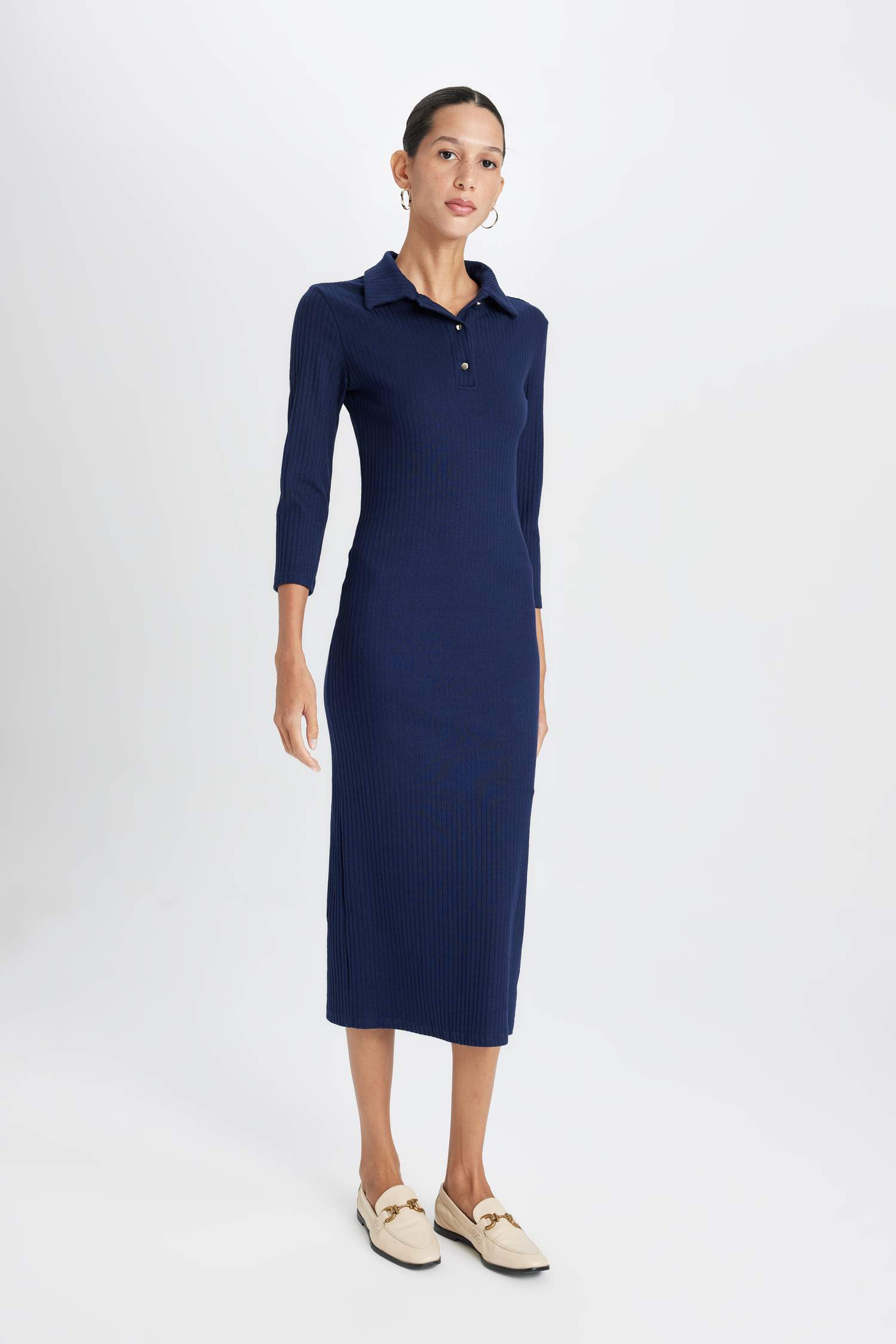 Bodycon Polo Collar Camisole Midi Dress