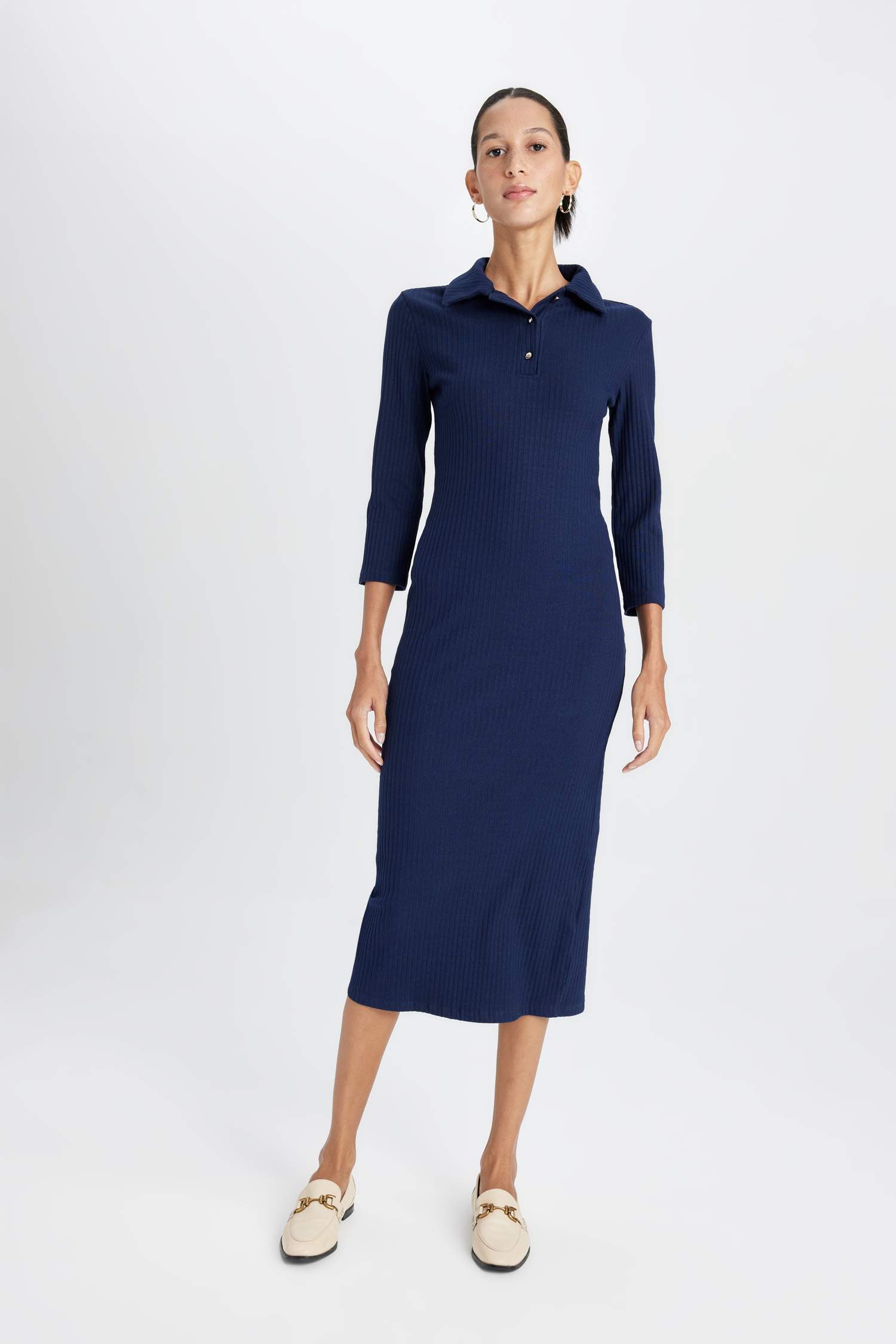 Bodycon Polo Collar Camisole Midi Dress