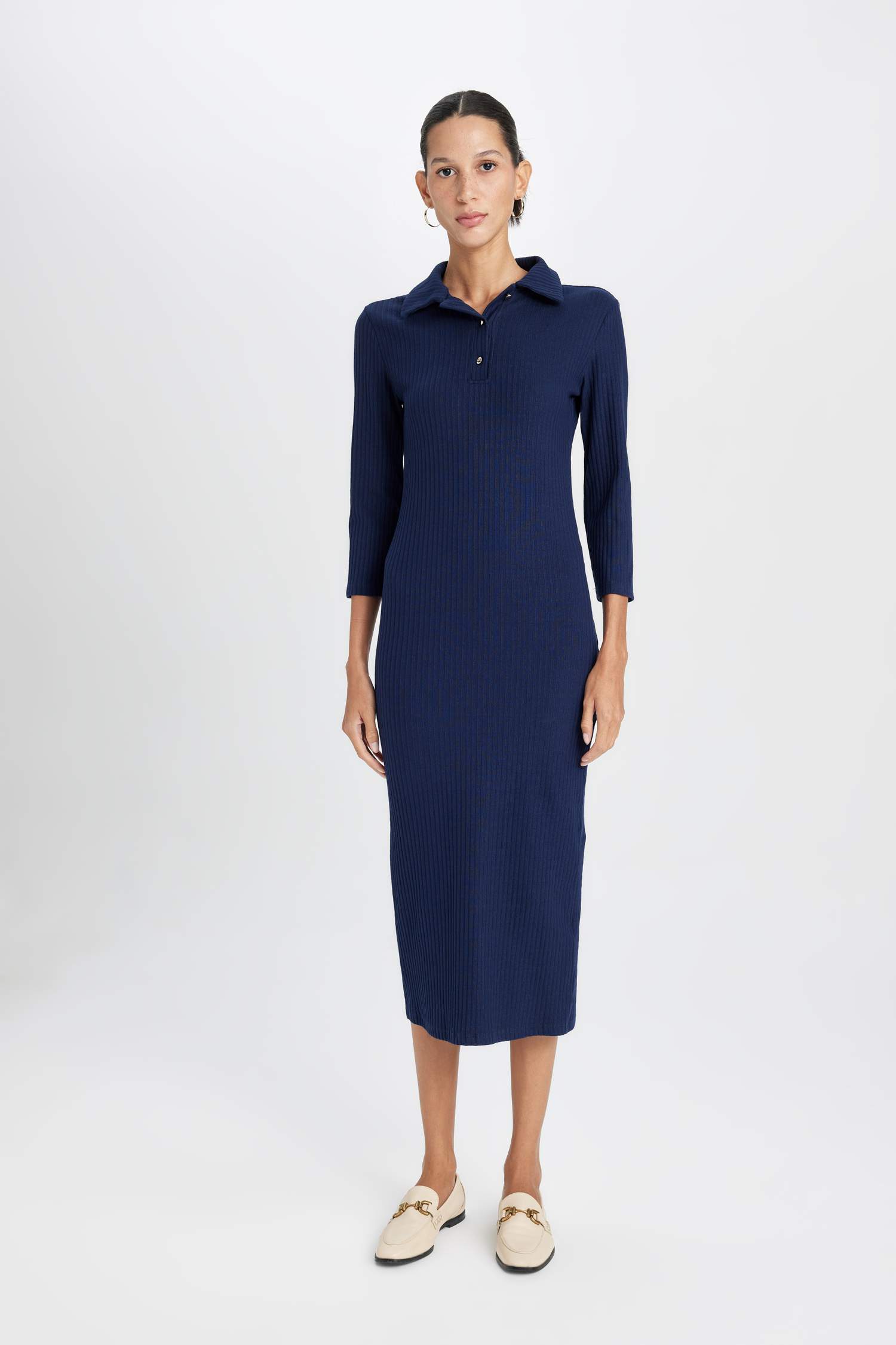 Bodycon Polo Collar Camisole Midi Dress