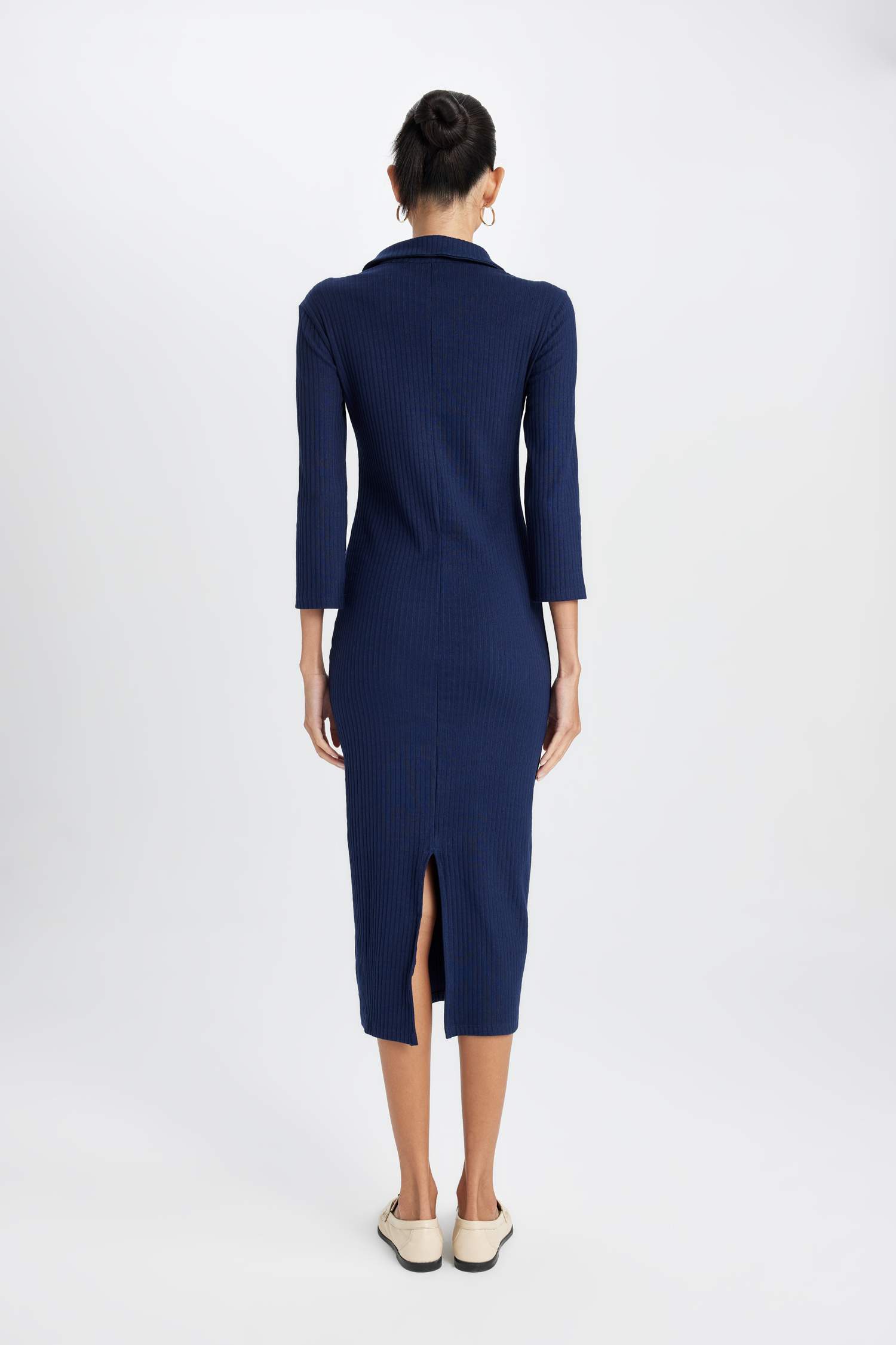 Bodycon Polo Collar Camisole Midi Dress