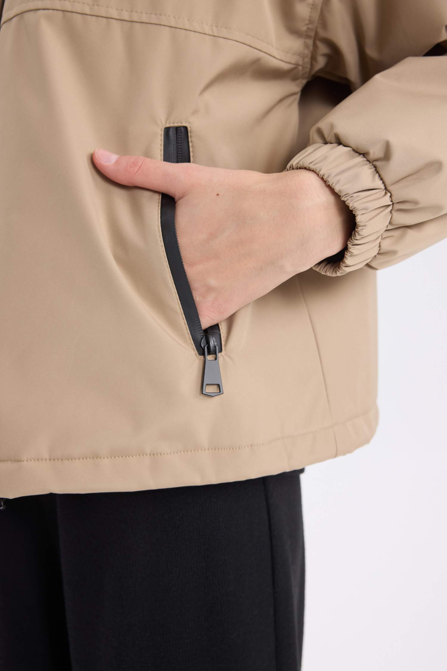 Hooded Zippered Snap Pocket Waterproof Jacket