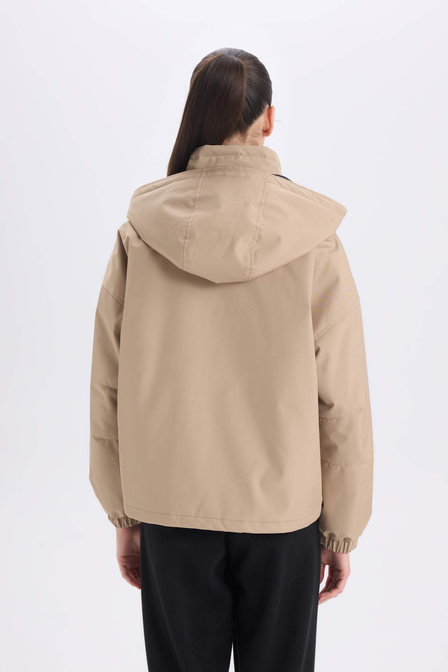 Hooded Zippered Snap Pocket Waterproof Jacket