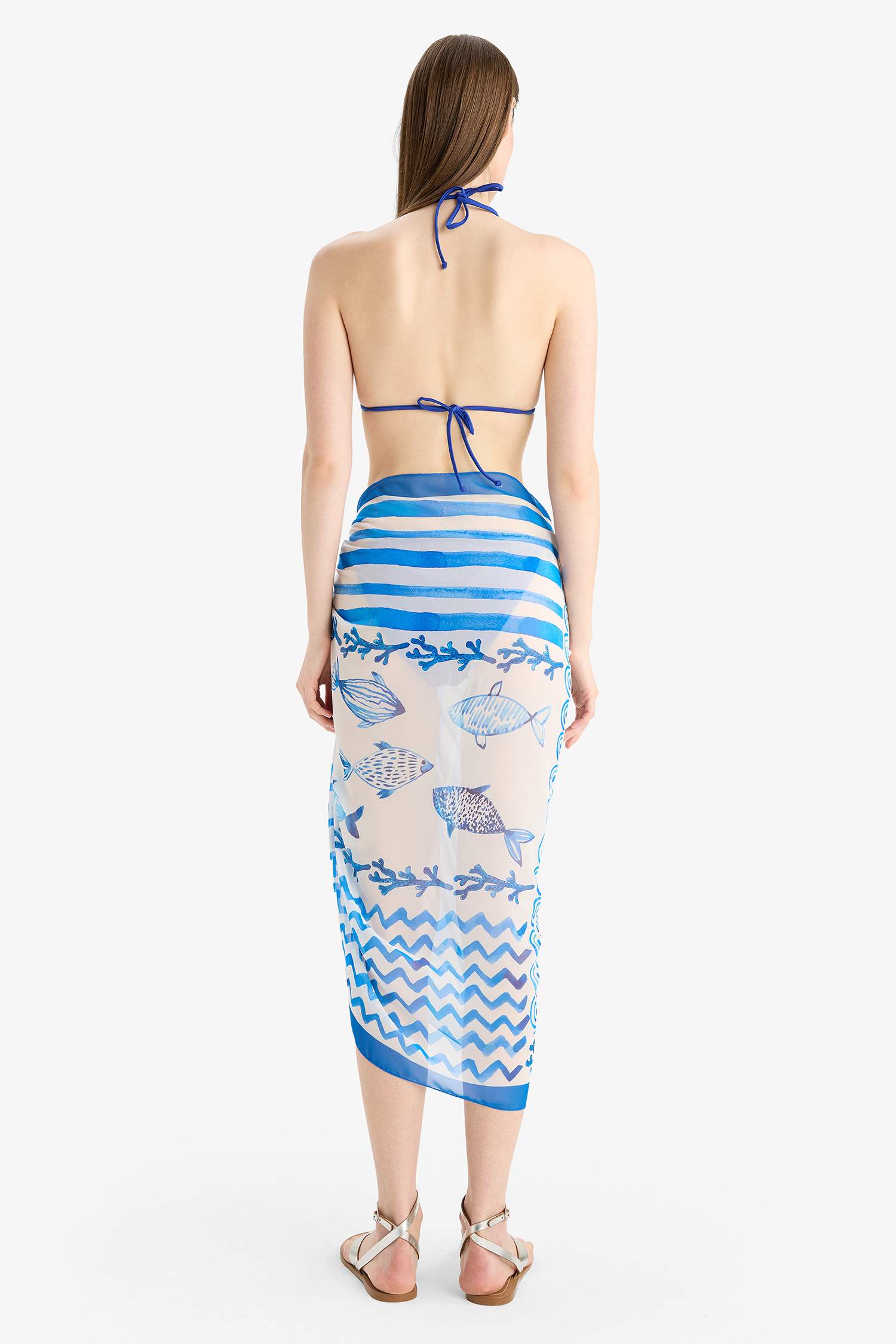 Fall in Love Standard Fit Patterned Chiffon Beachwear