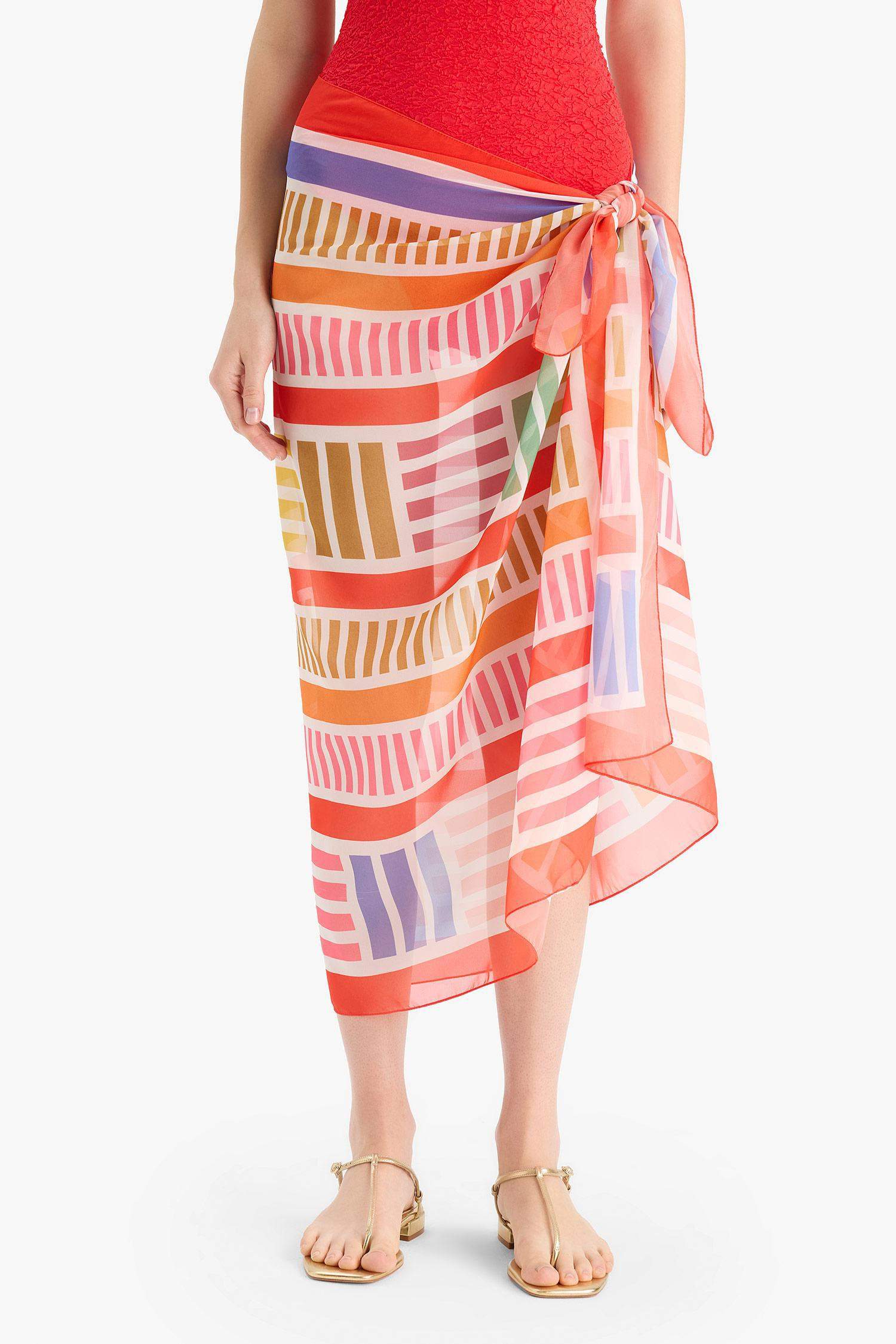 Fall in Love Standard Fit Patterned Chiffon Beachwear