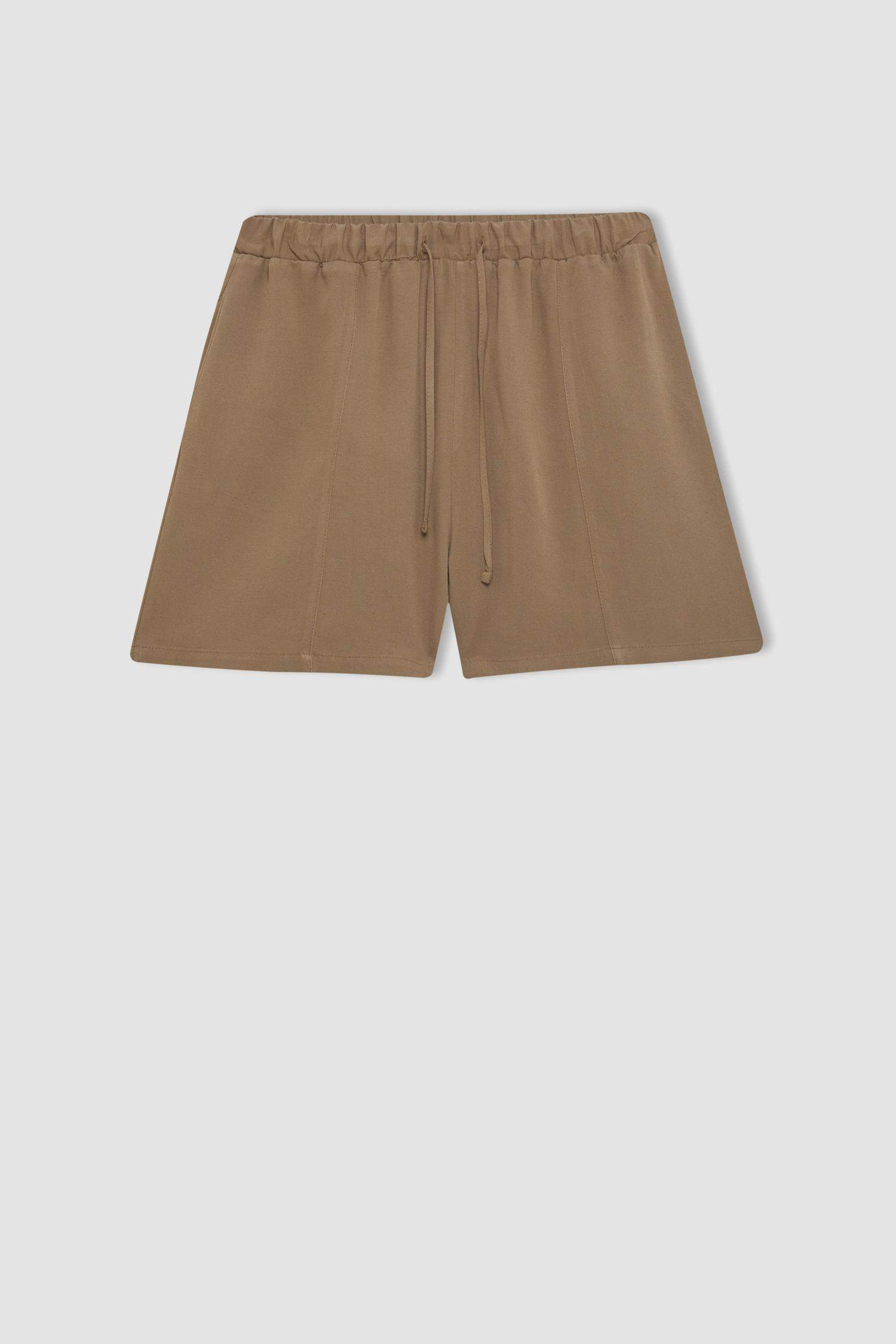 Regular Fit Normal Waist Linen Blend Shorts