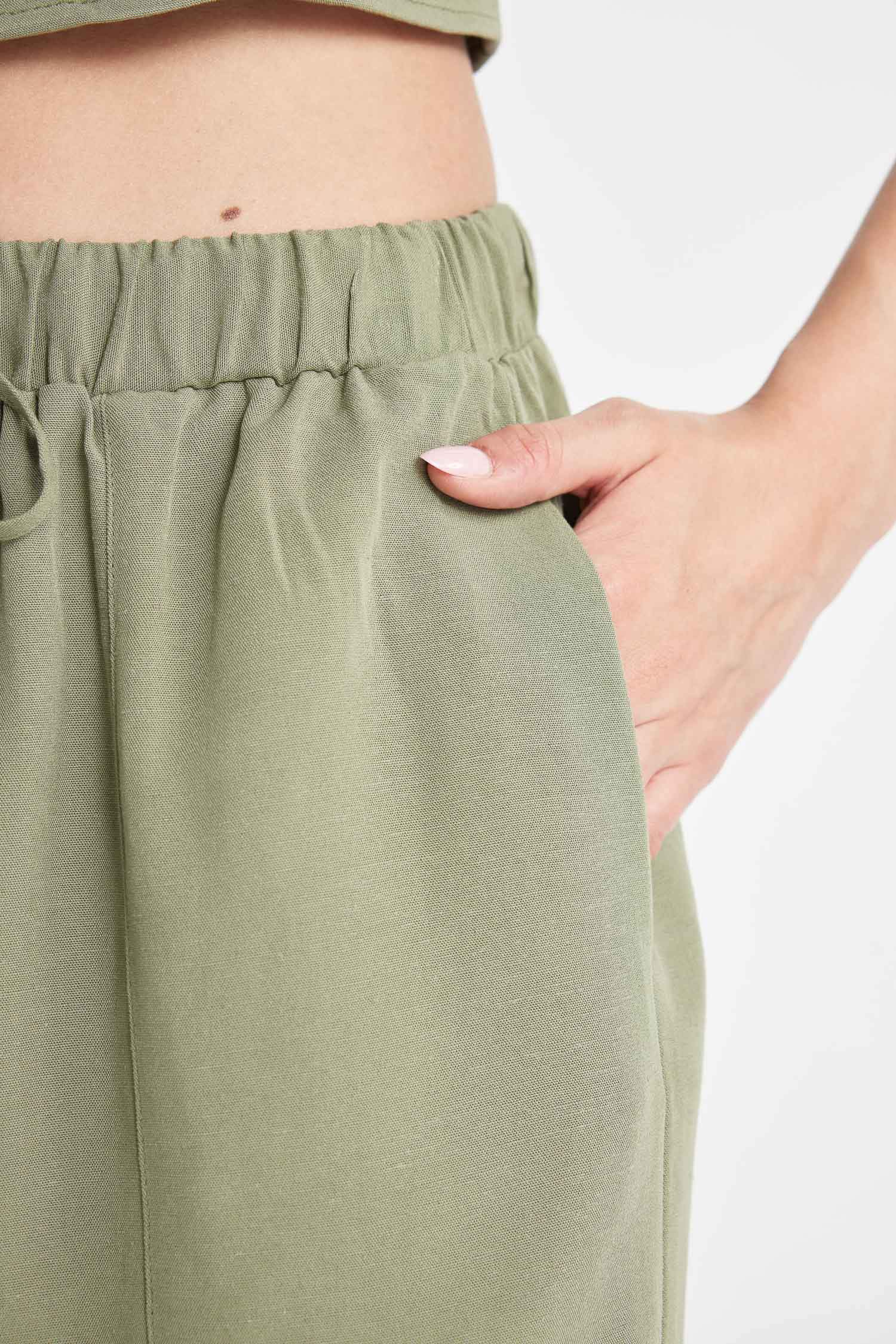 Regular Fit Normal Waist Linen Blend Shorts