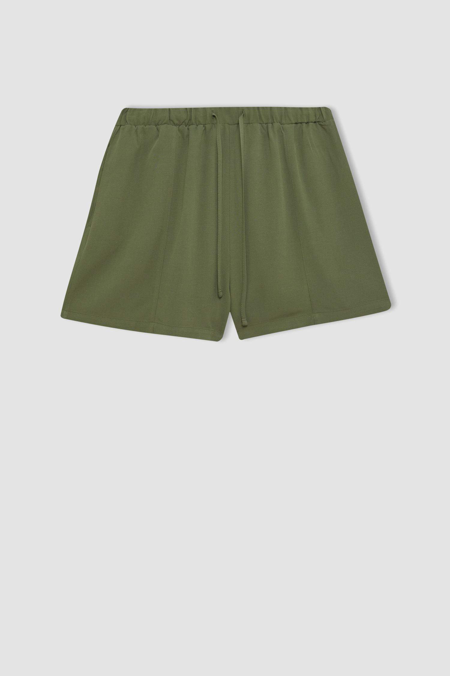 Regular Fit Normal Waist Linen Blend Shorts