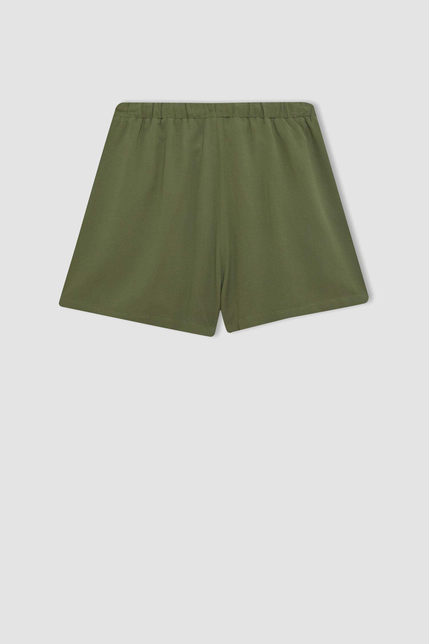 Regular Fit Normal Waist Linen Blend Shorts