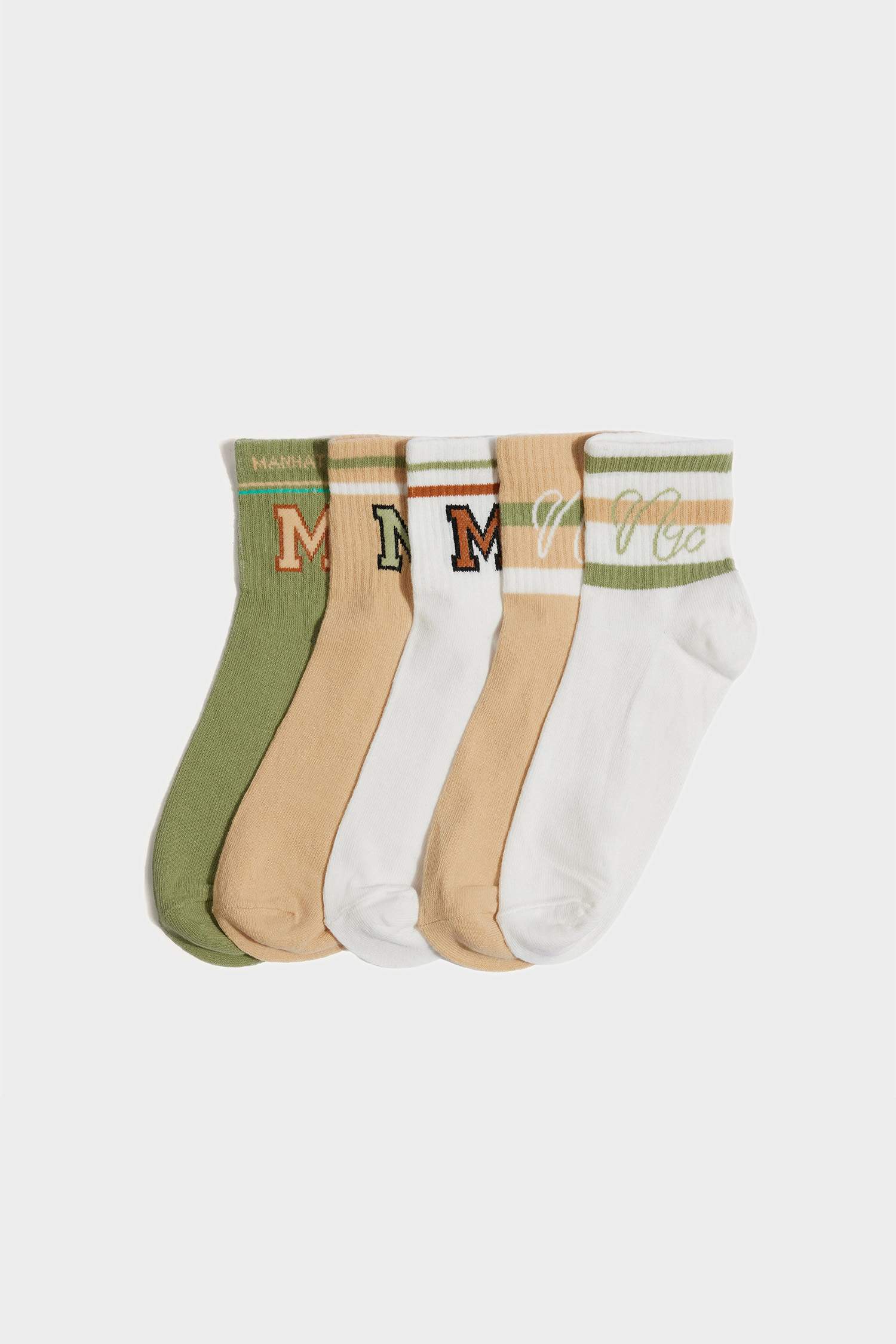 Woman Slogan 5 Piece Short Socks