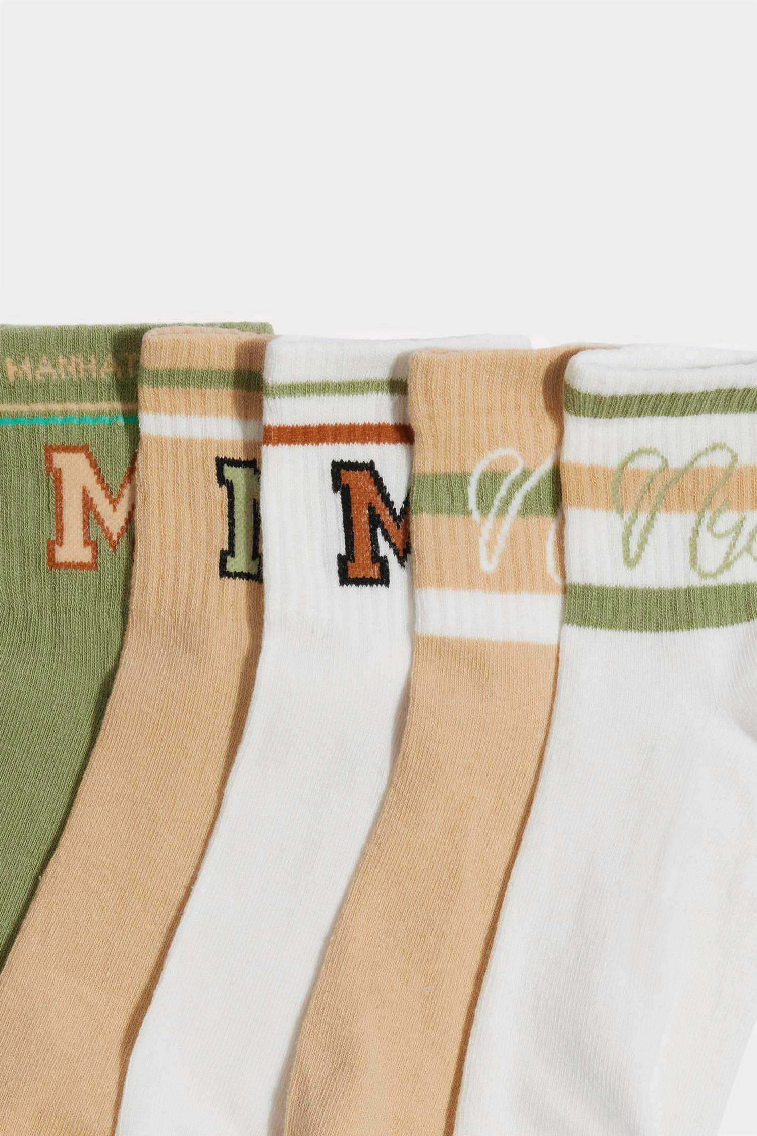 Woman Slogan 5 Piece Short Socks