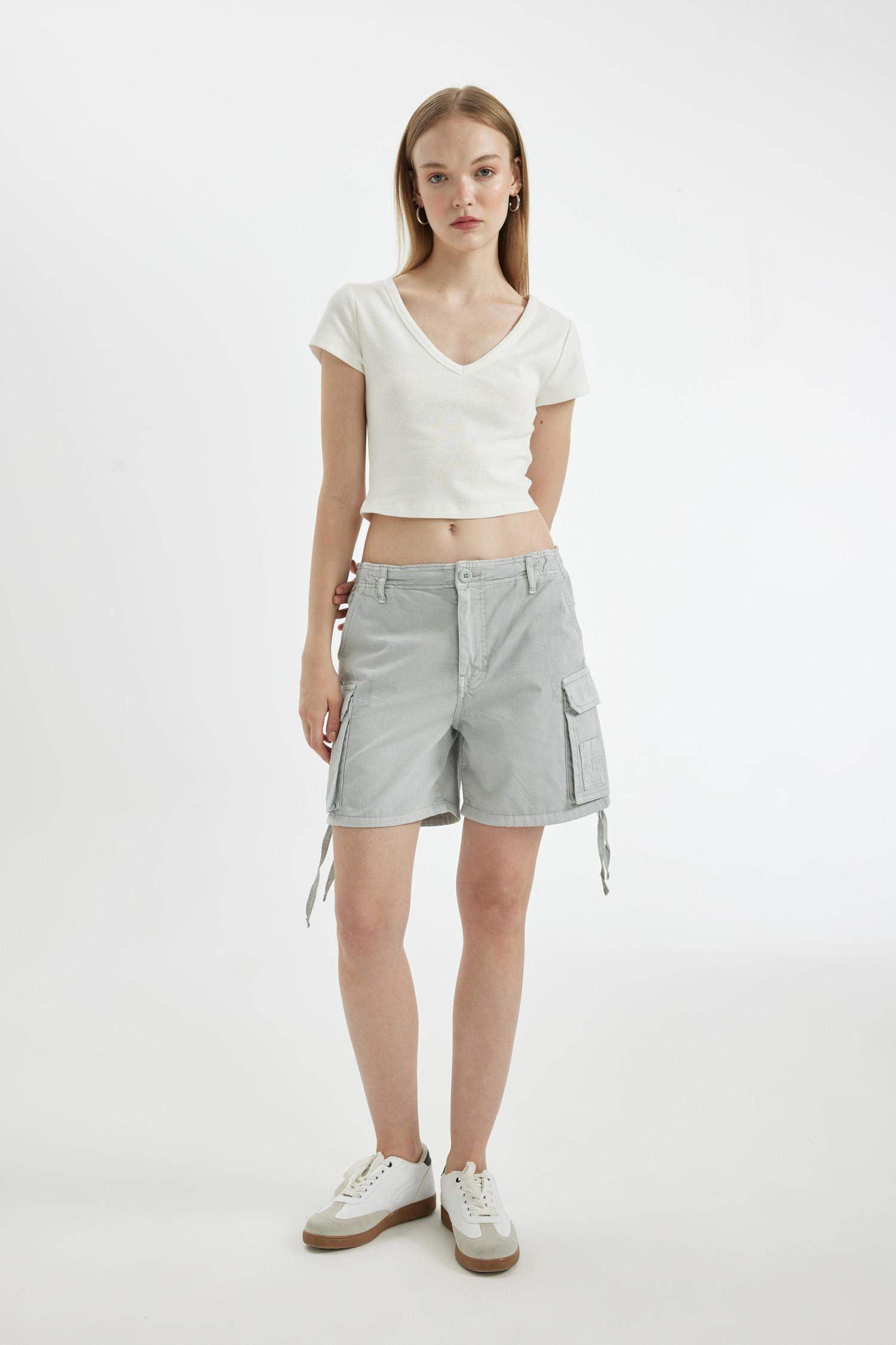 Coool Regular Fit Normal Bel Kısa Paça Gabardin Şort