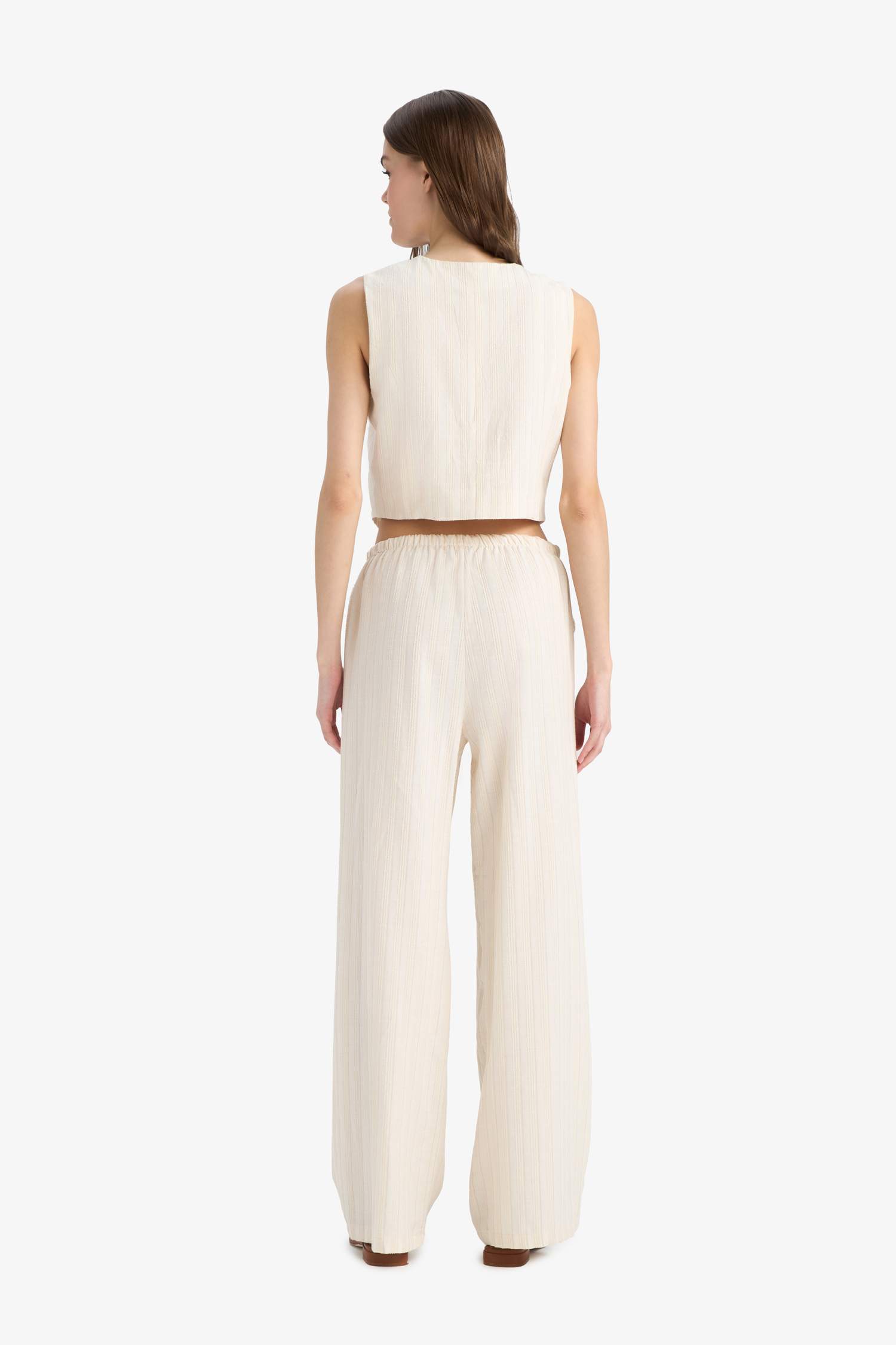 Wide Leg Normal Waist Standard Linen Blend Trousers