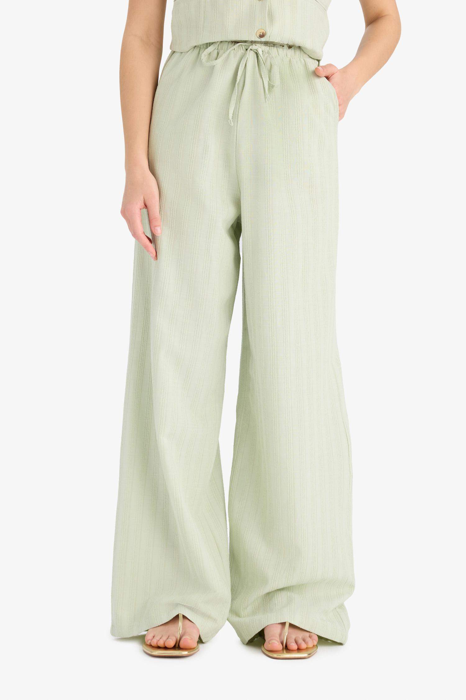 Wide Leg Three Pockets Normal Waist Trousers