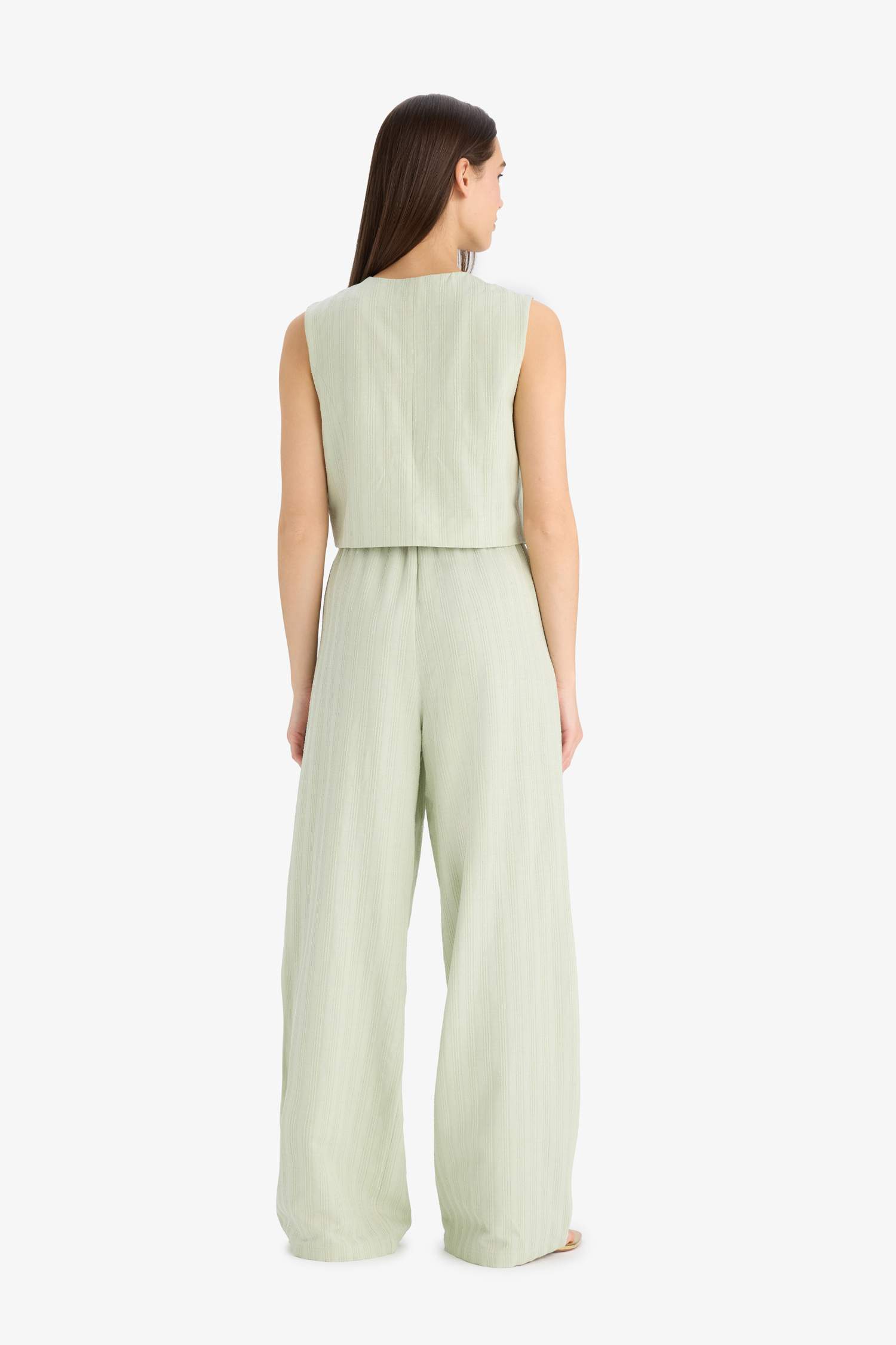 Wide Leg Three Pockets Normal Waist Trousers