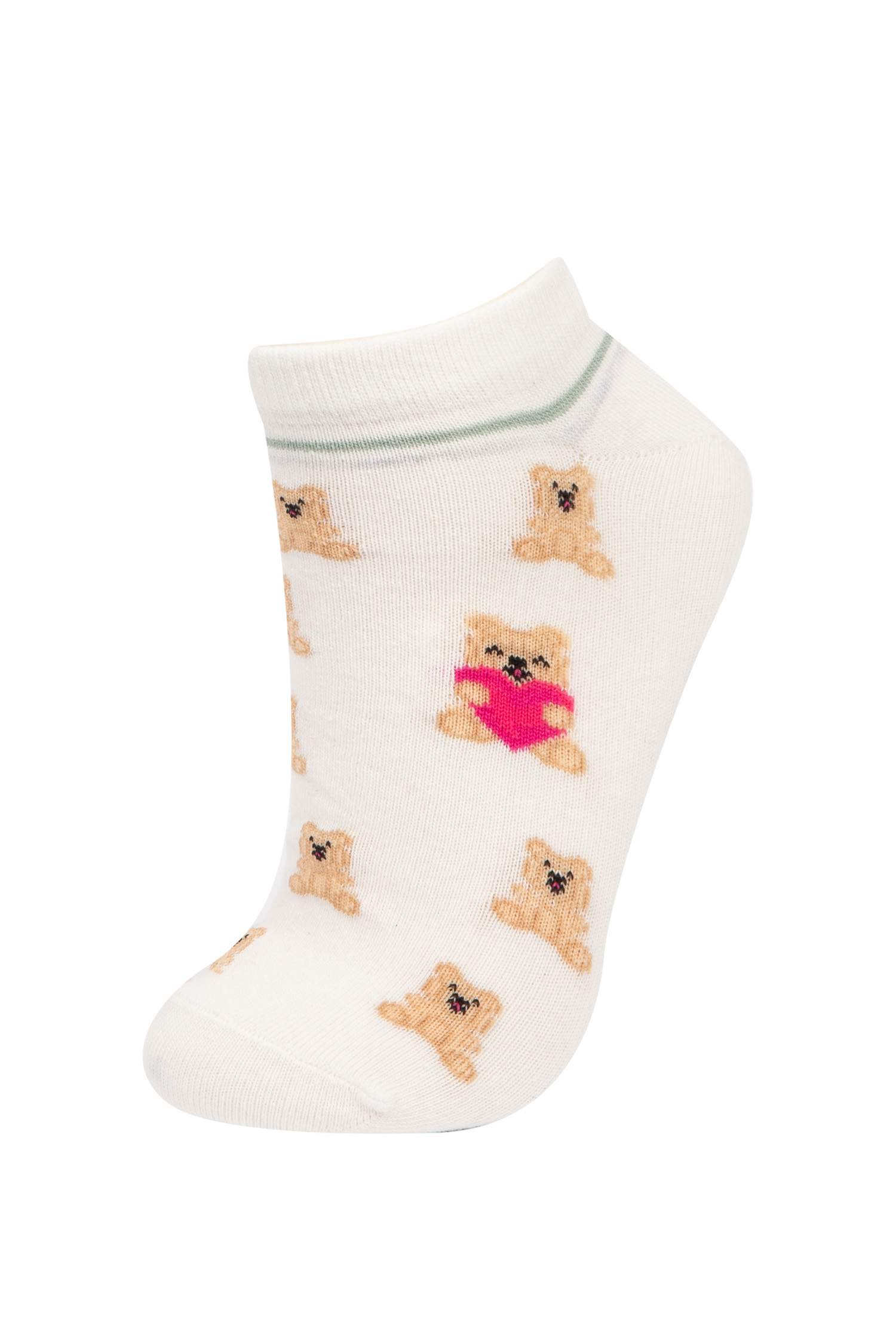 Woman Animal Print 3 Piece Cotton Ankle Socks