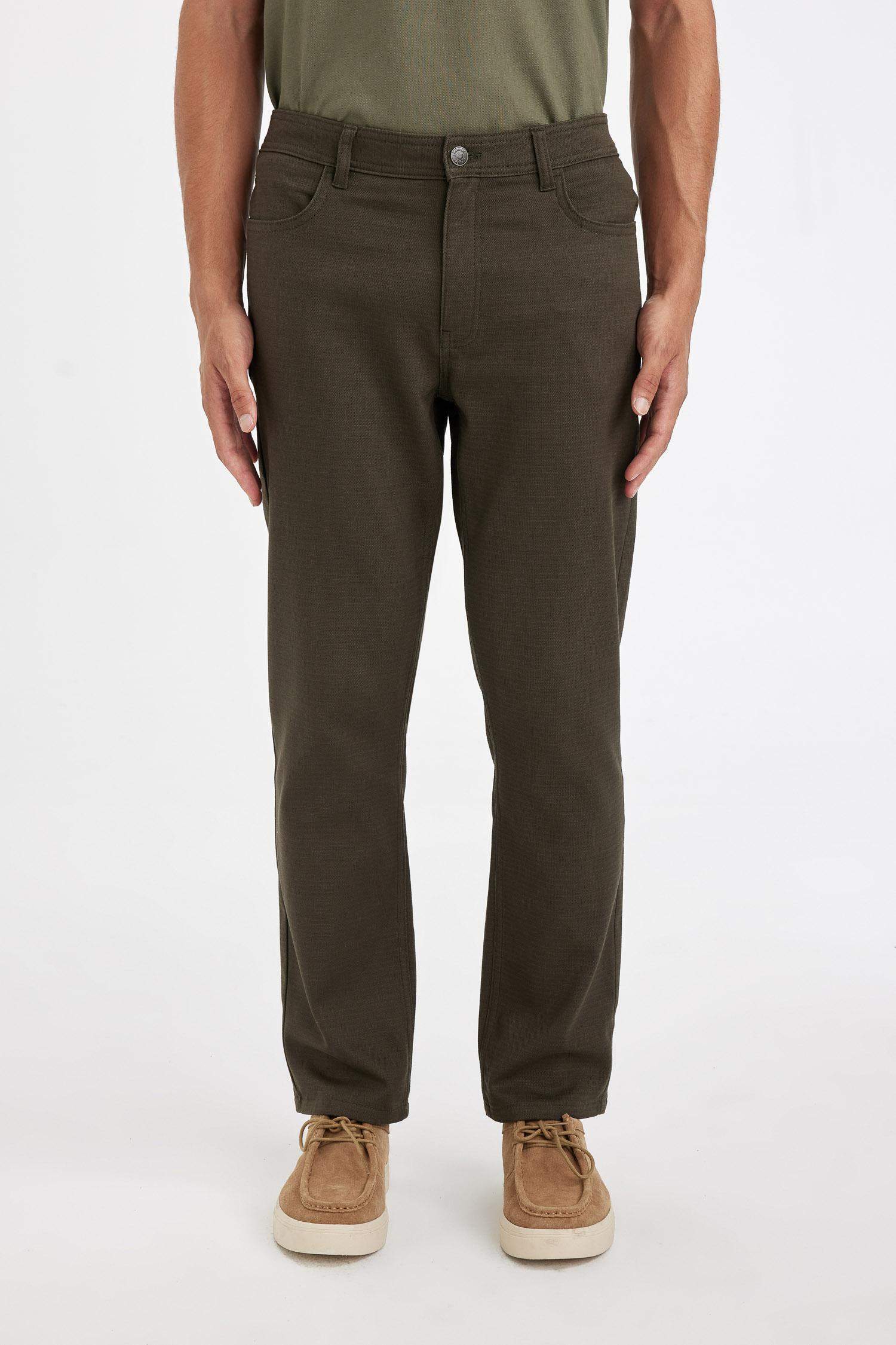 Regular Fit Normal Kesim Pantolon Düz Paça Cepli Basic Düz