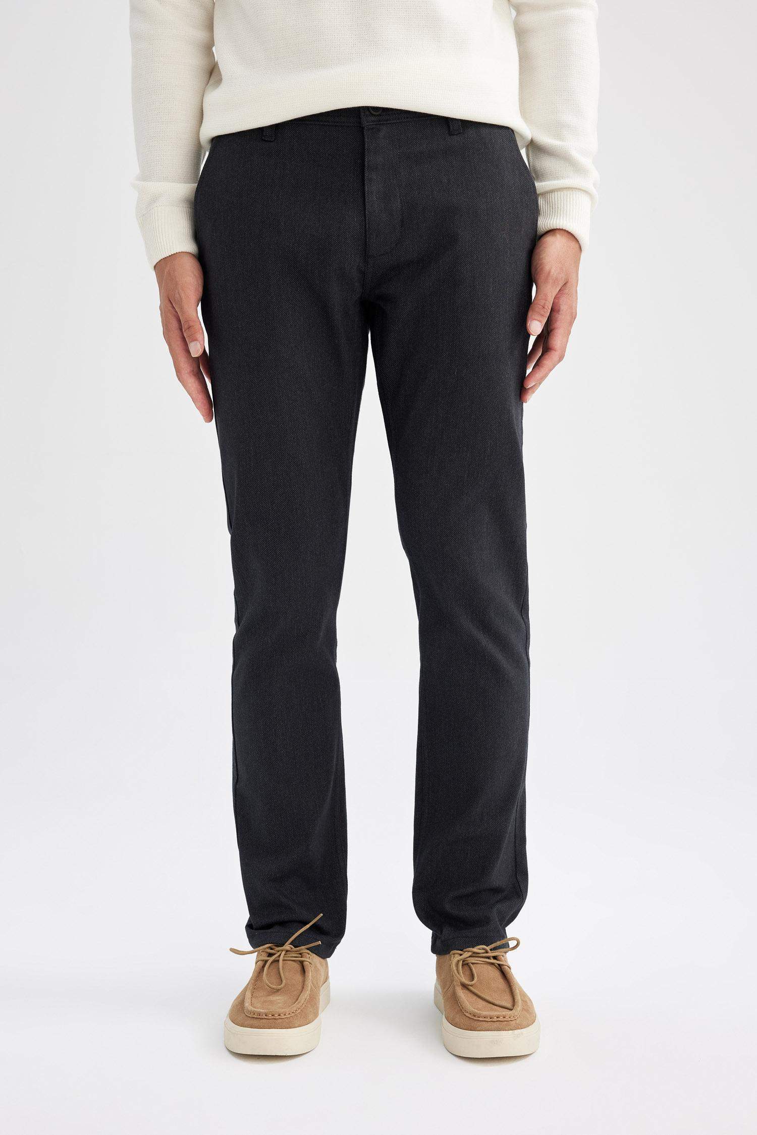 Chino Pantolon Regular Fit Normal Kesim Cepli Düz Paça