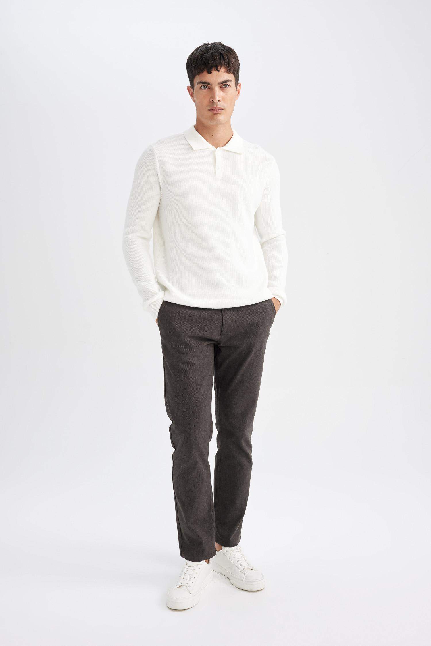 Regular Fit Pocketed Straight Leg Chino Pants