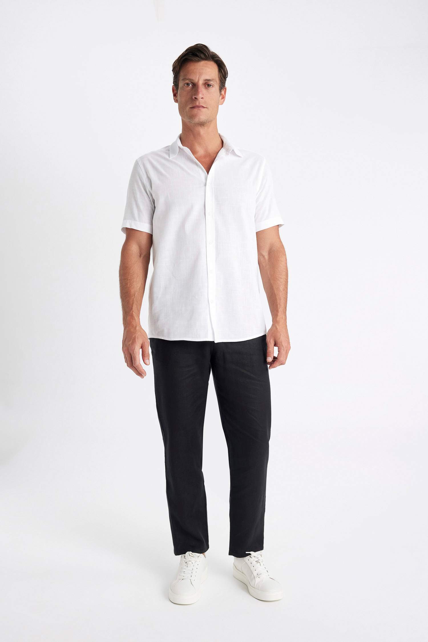 Regular Fit Polo Collar Cotton Short Sleeve Shirt