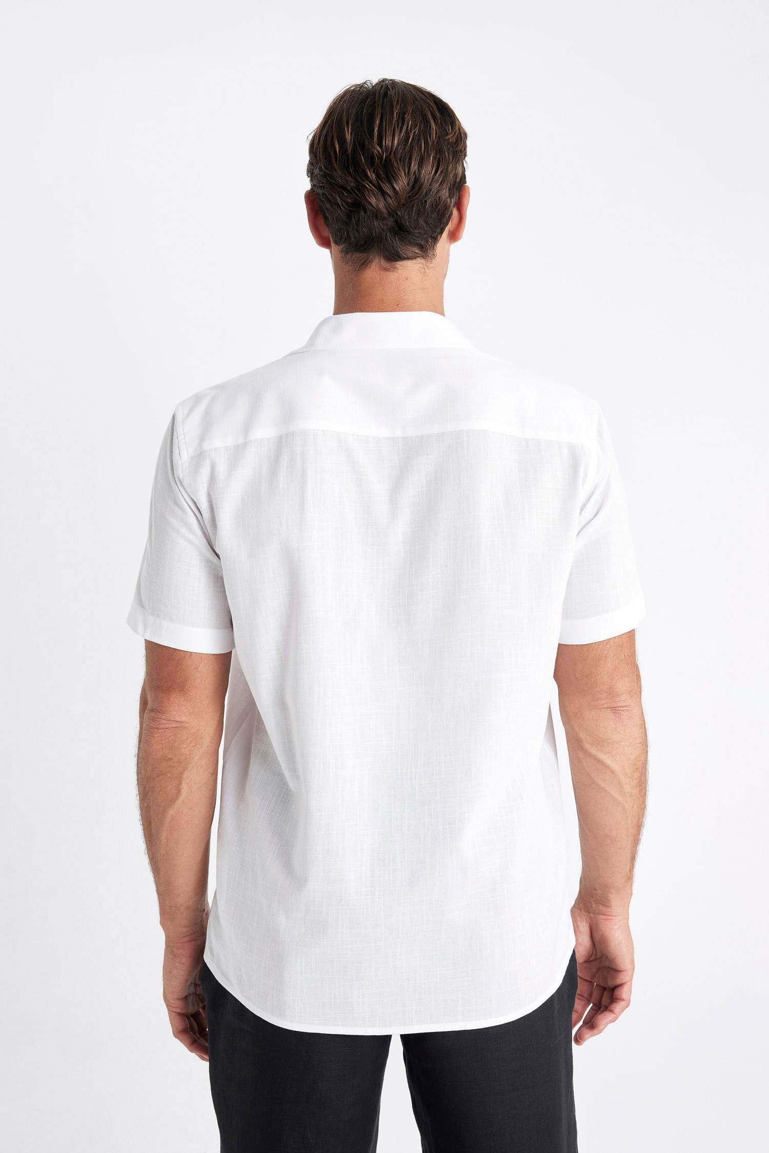 Regular Fit Polo Collar Cotton Short Sleeve Shirt