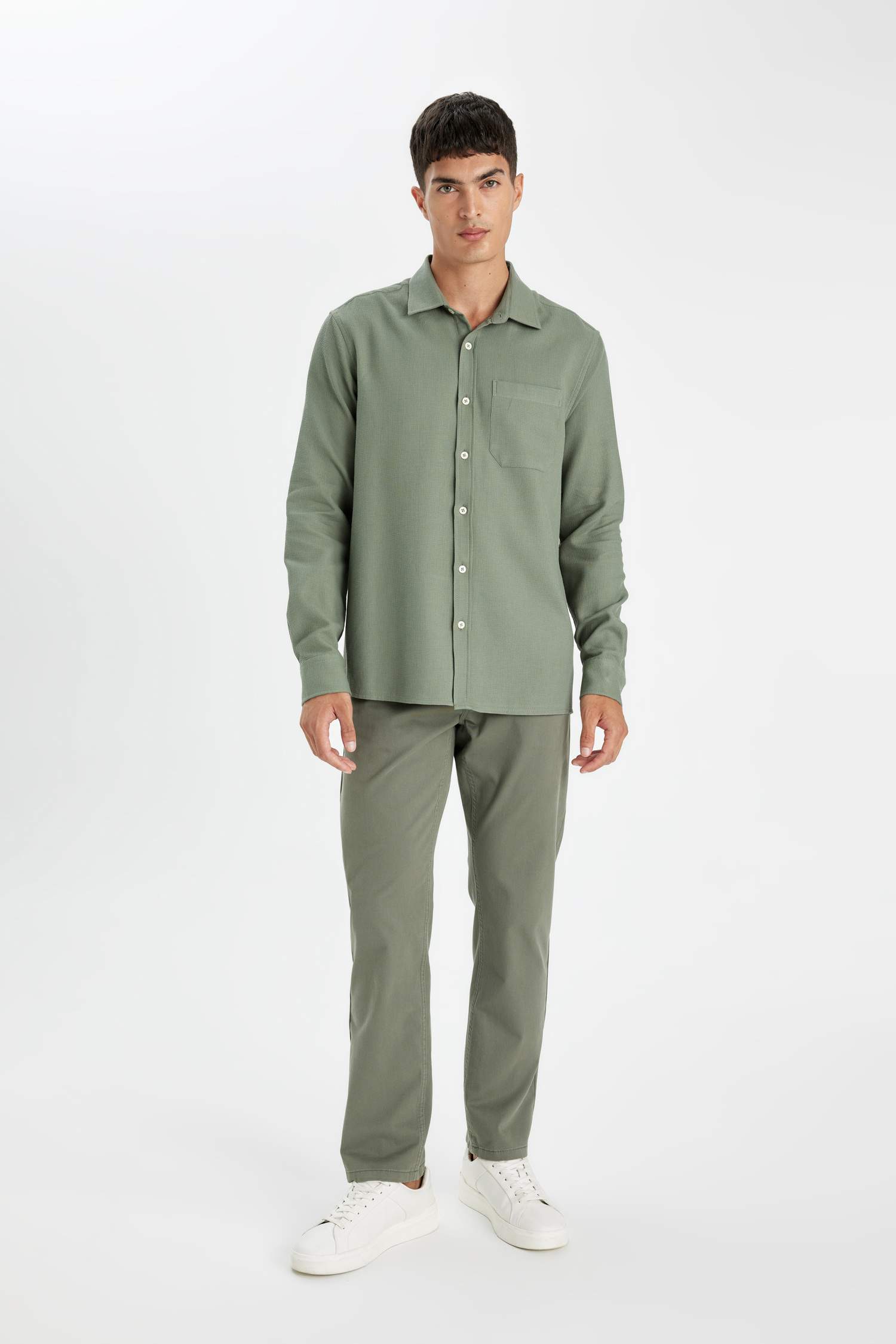 поло жаға мақта Ұзын жеңді көйлек