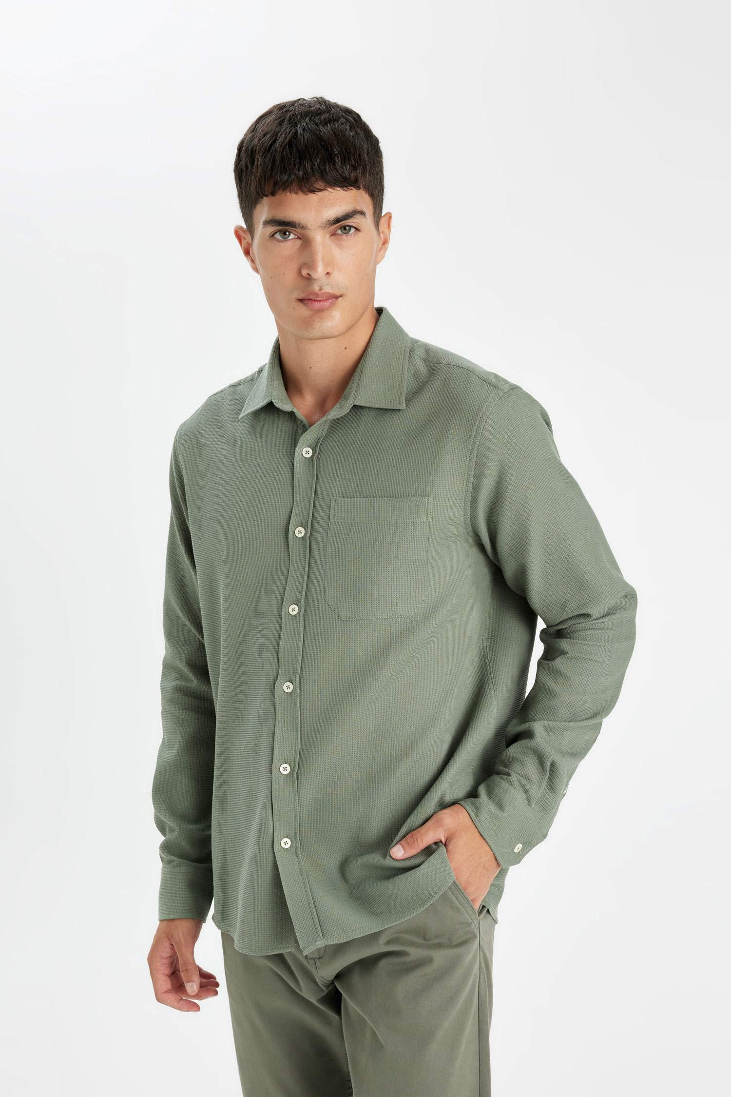 поло жаға мақта Ұзын жеңді көйлек