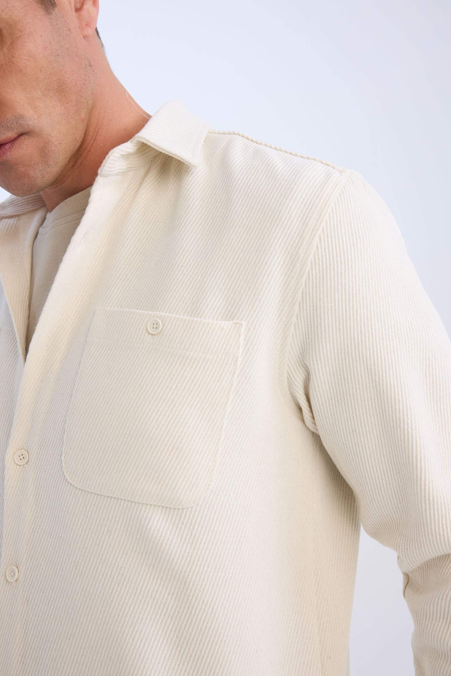 Relax Fit Polo Collar Flanel Long Sleeve Shirt