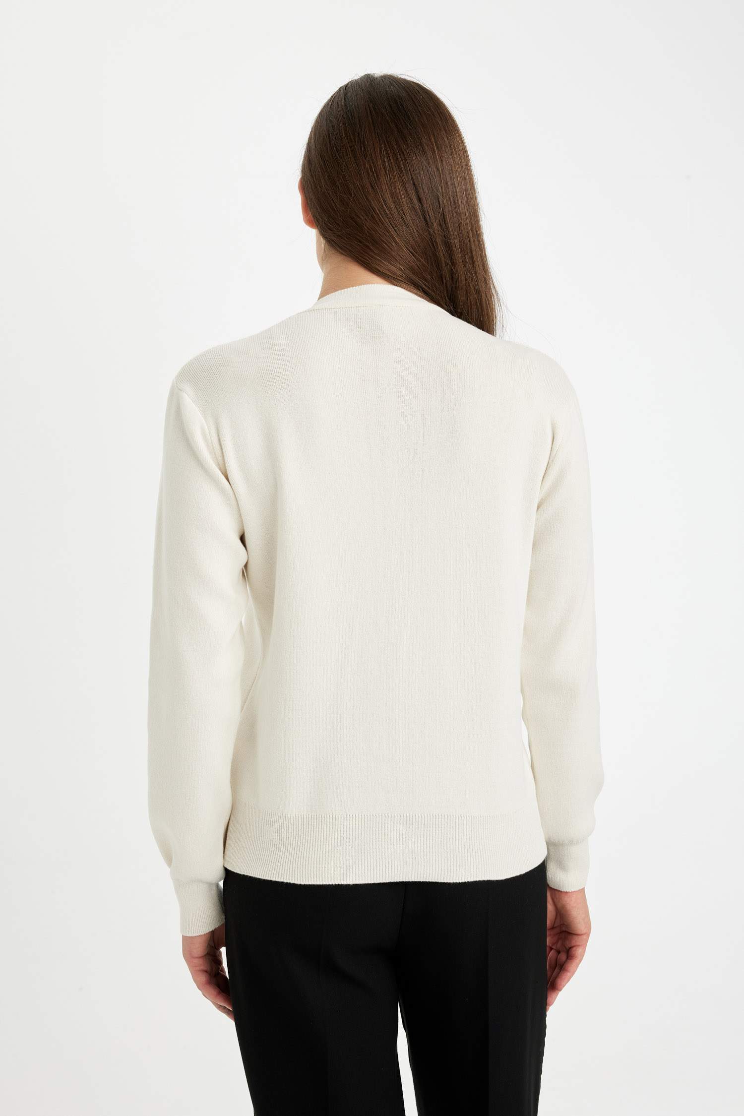 Regular Fit Bisiklet Yaka Basic Düz Düğmeli Triko Hırka