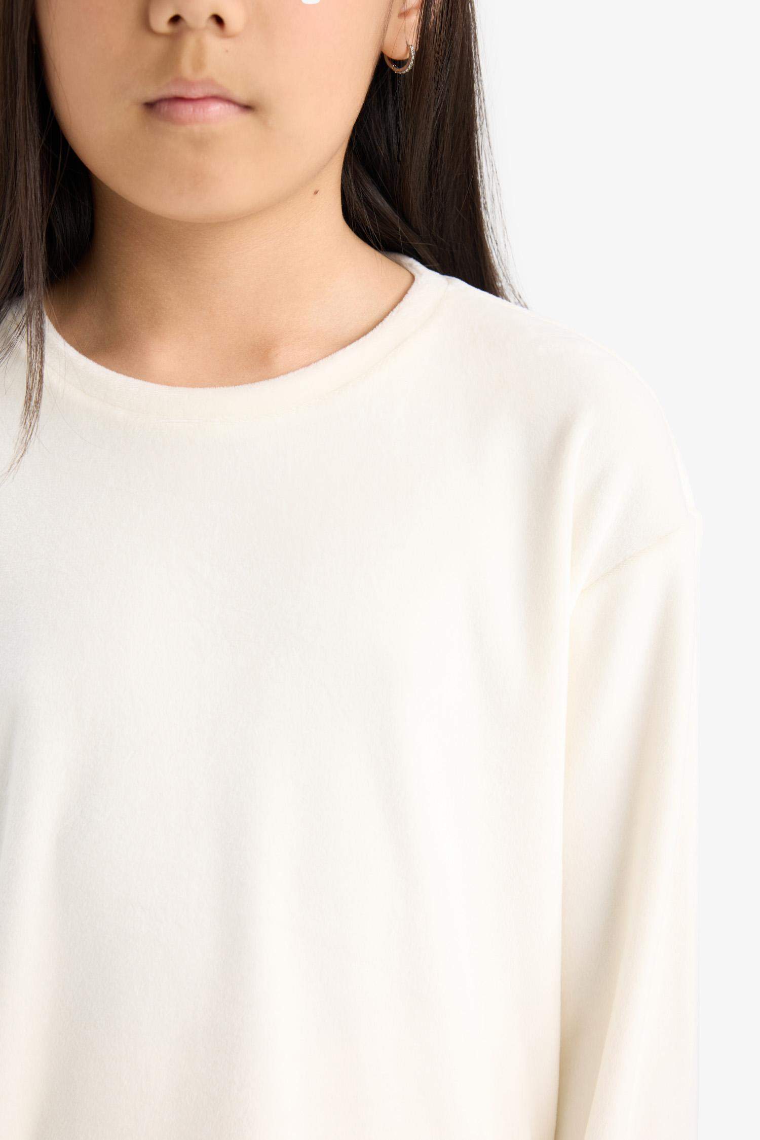 Kız Çocuk Pijama Takımı Uzun Kollu Üst Çizgili Uzun Alt