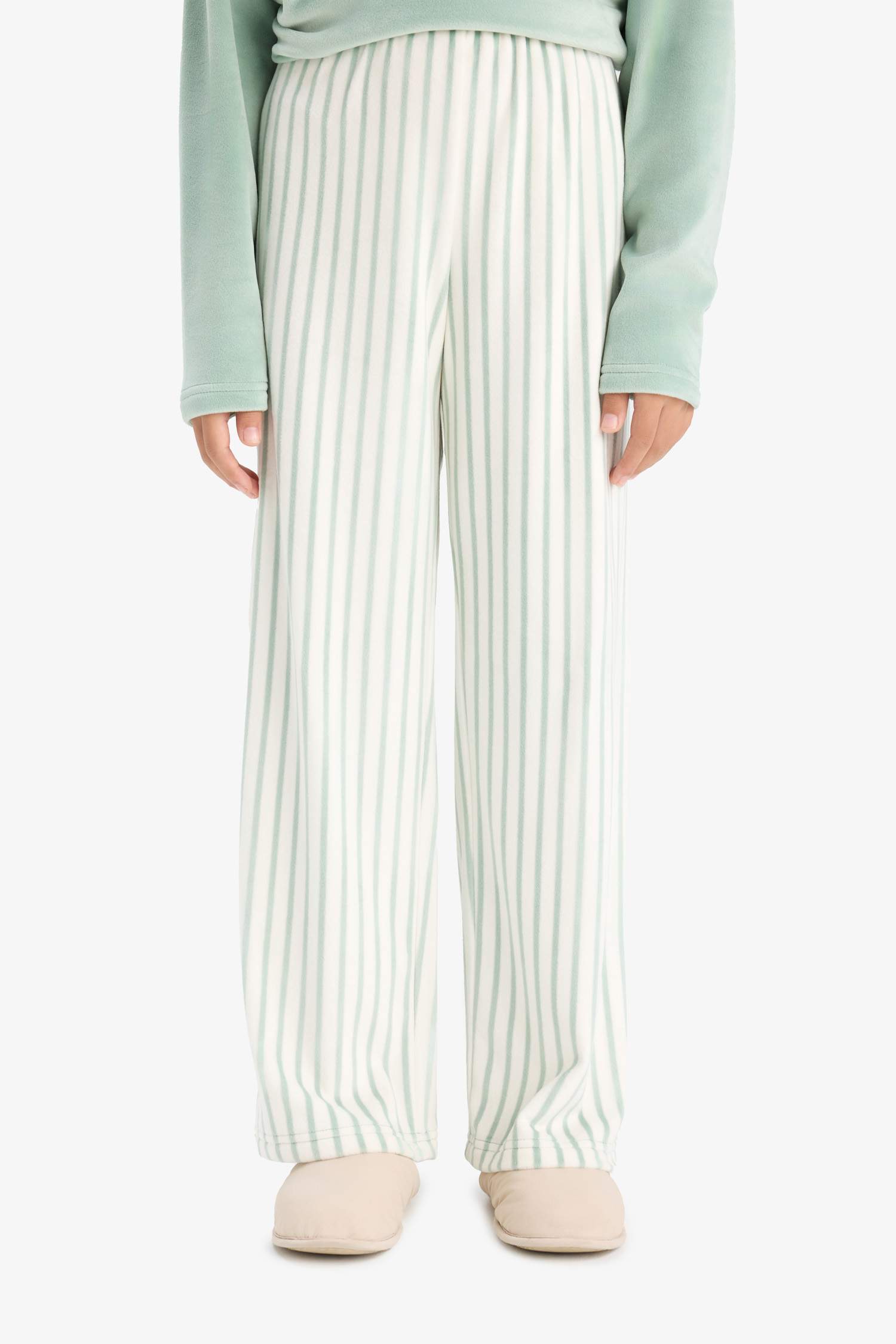 Ensemble Pyjama en polaire Top à manches longues et Pantalon rayé pour fille