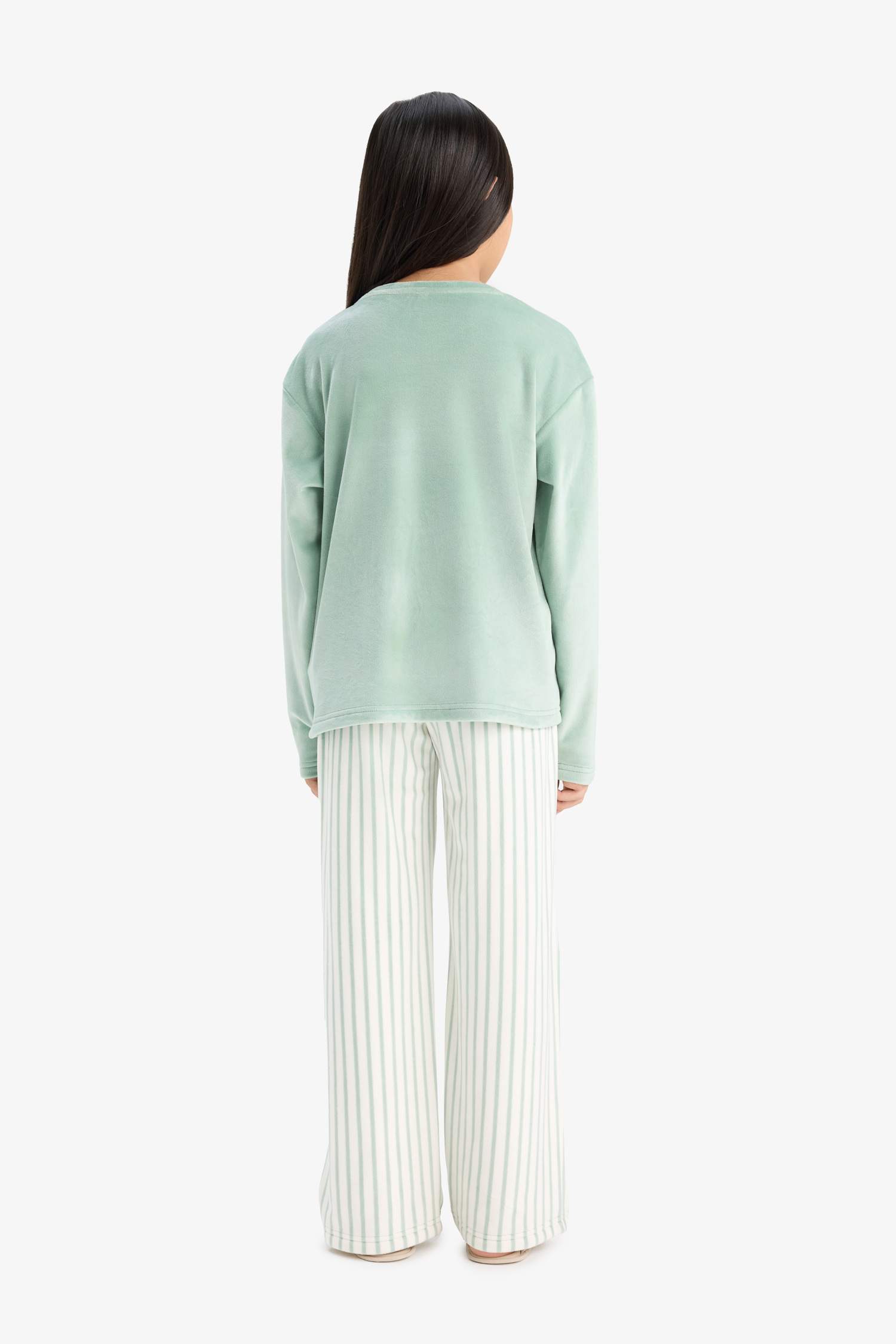 Ensemble Pyjama en polaire Top à manches longues et Pantalon rayé pour fille