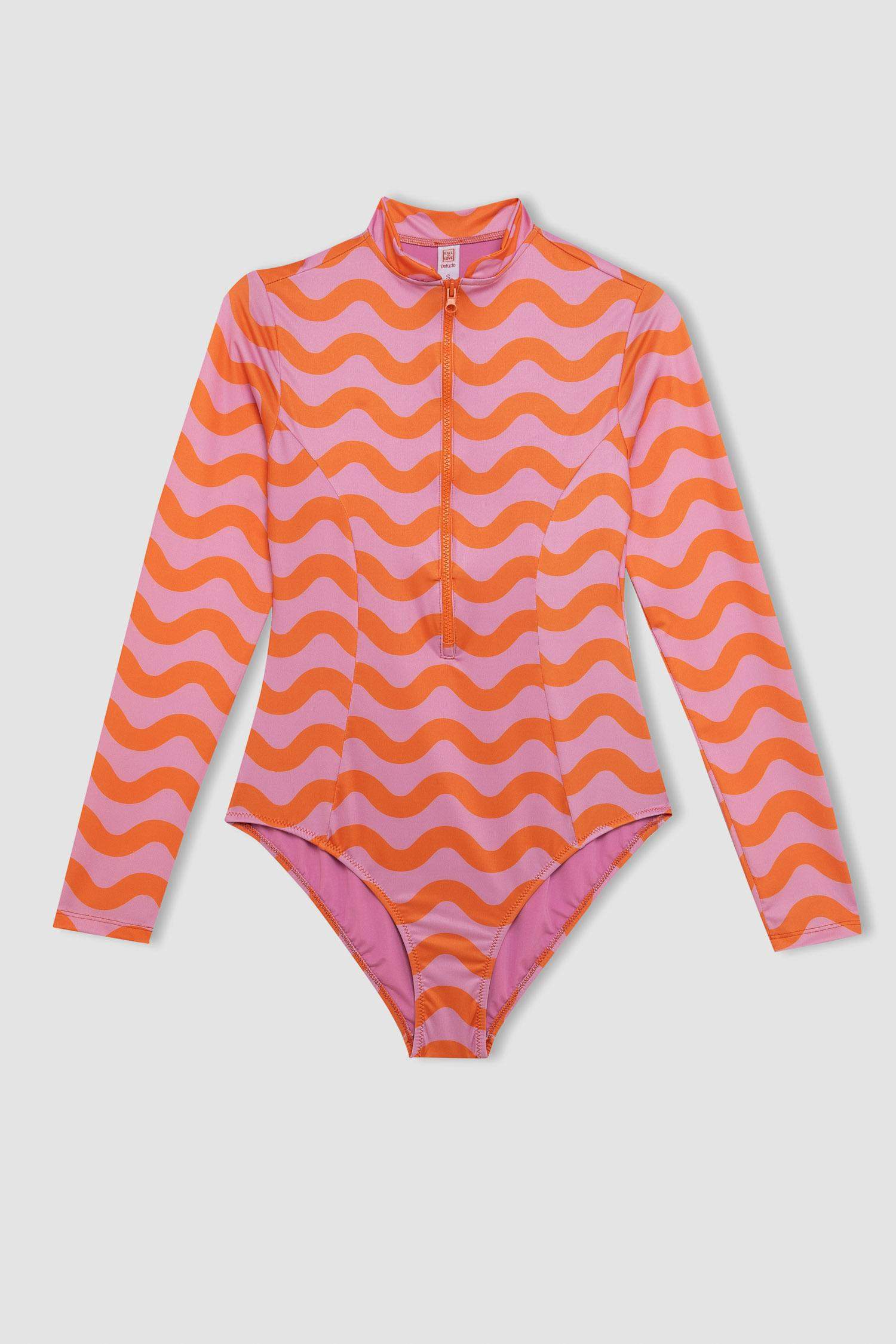 Regular Fit Desenli Sörf Mayo-Fall in Love