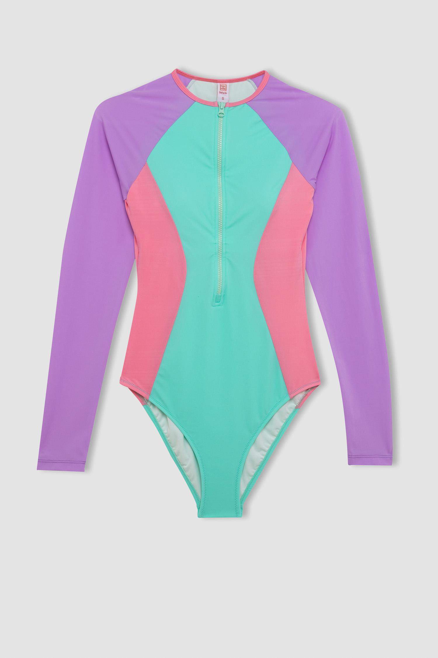 Fermuarlı Uzun Kollu Sörf Mayo-Fall in Love