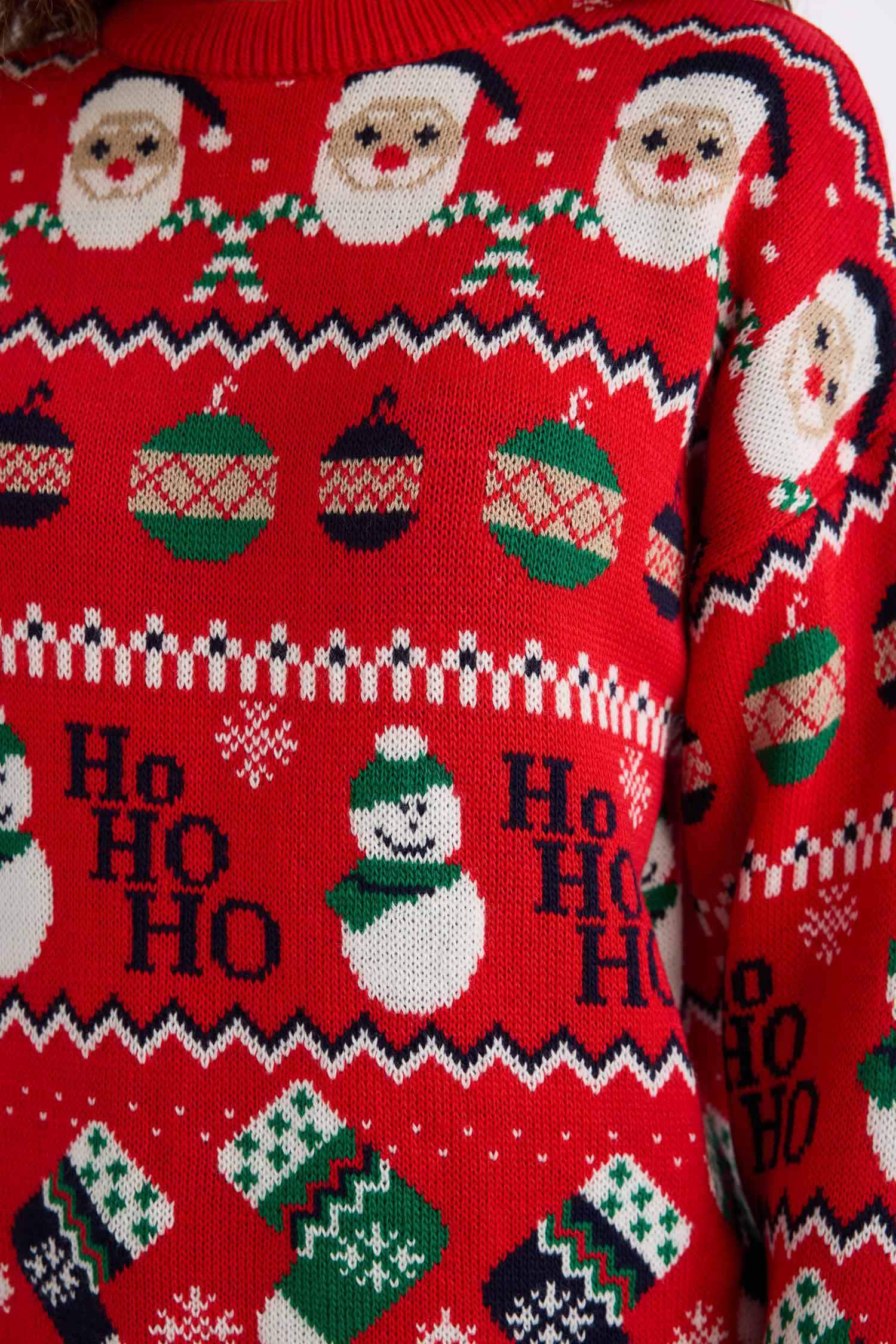 Yılbaşı Temalı  Bisiklet Yaka Triko Kazak