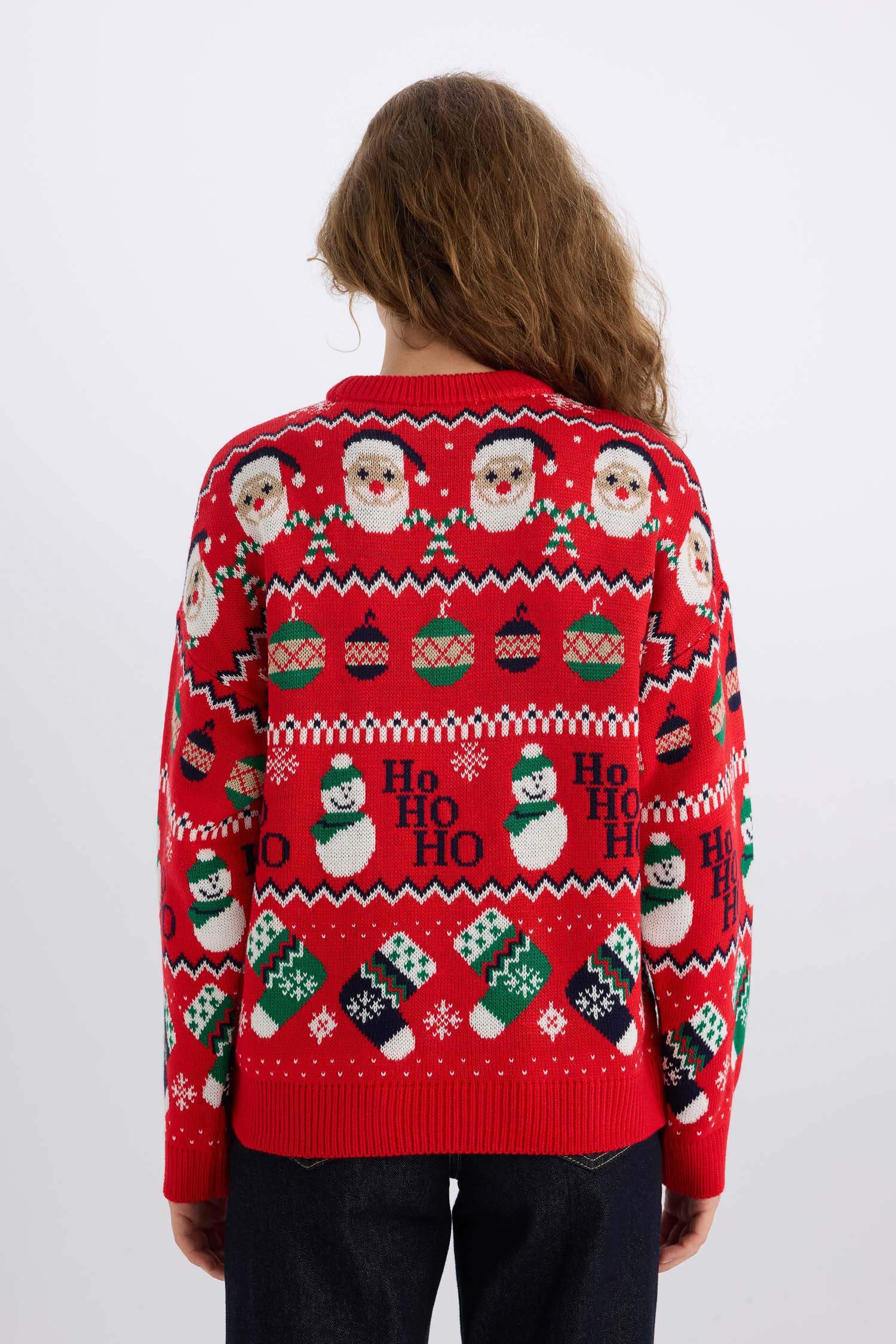 Yılbaşı Temalı  Bisiklet Yaka Triko Kazak