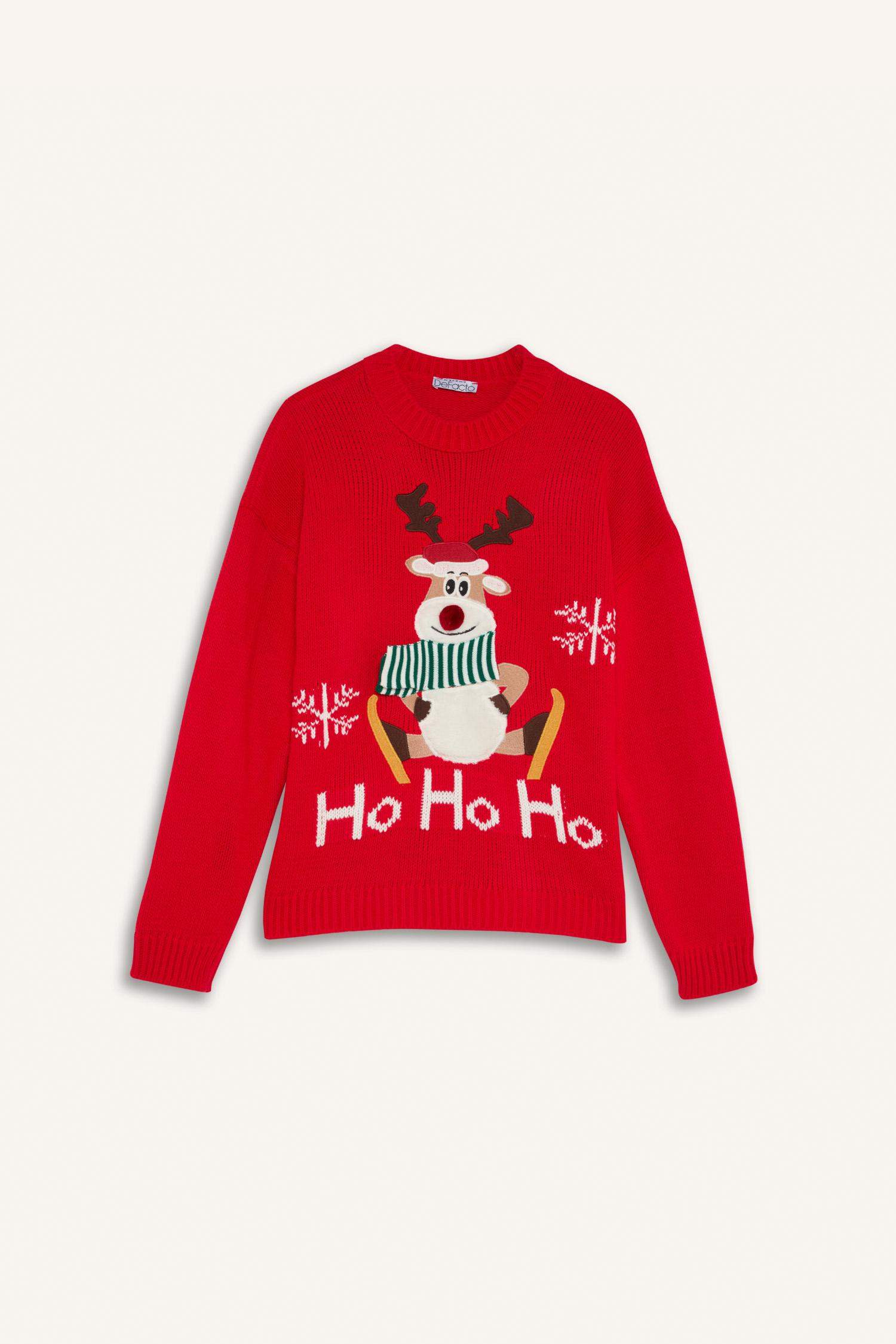 بلوفر تريكو سميك قصة عادية برقبة مستديرة