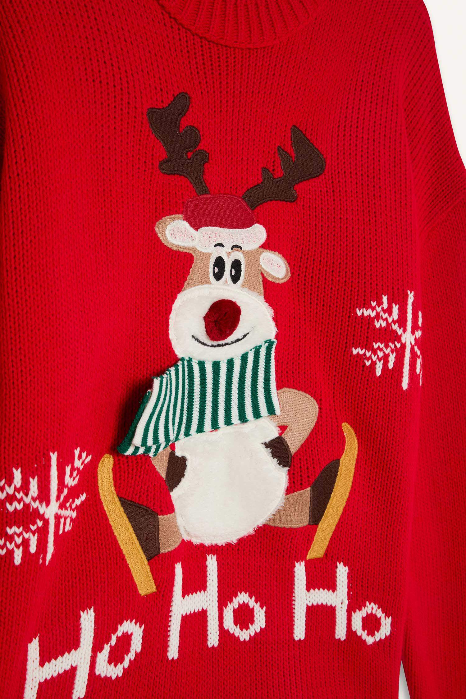 بلوفر تريكو سميك قصة عادية برقبة مستديرة