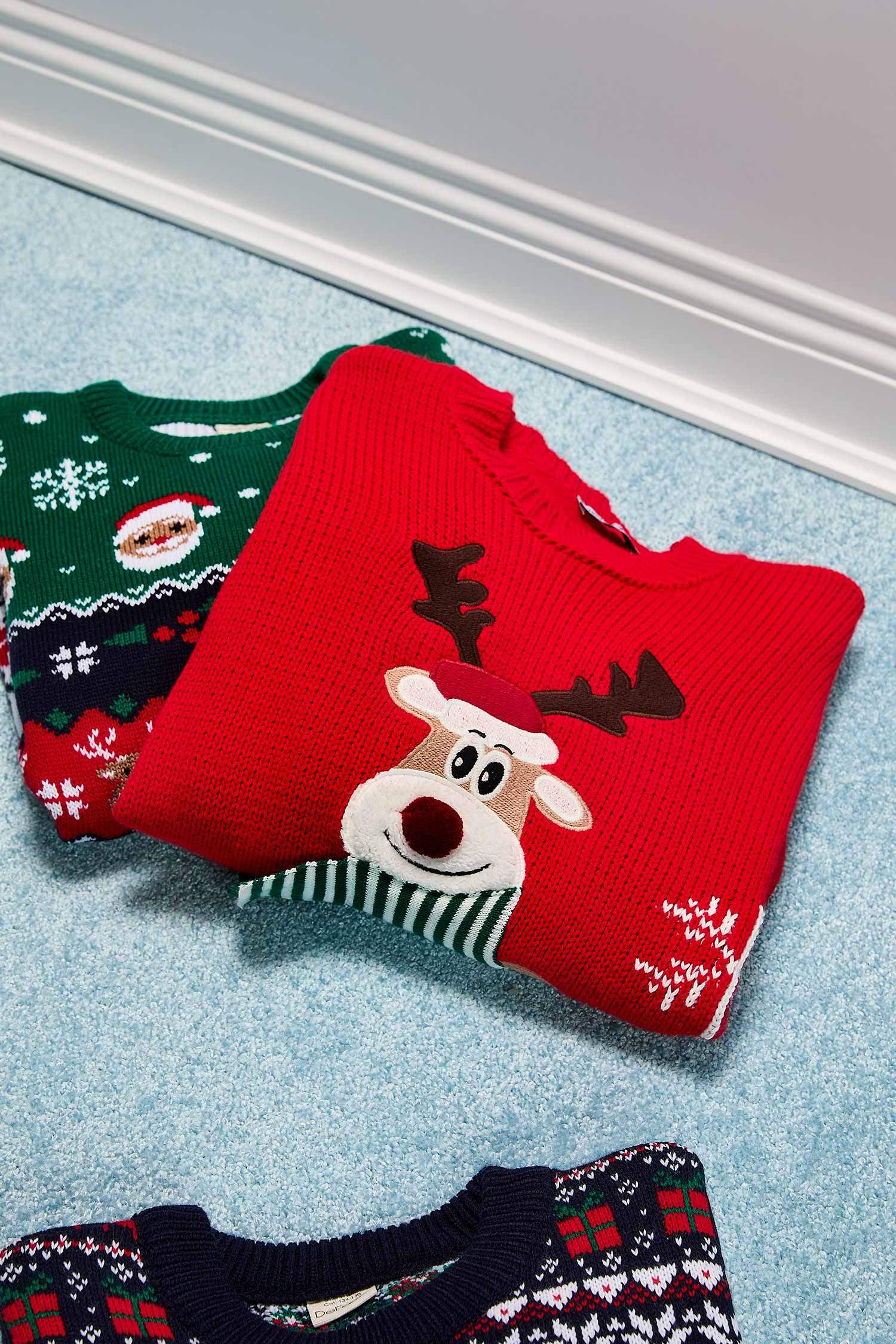 بلوفر تريكو سميك قصة عادية برقبة مستديرة