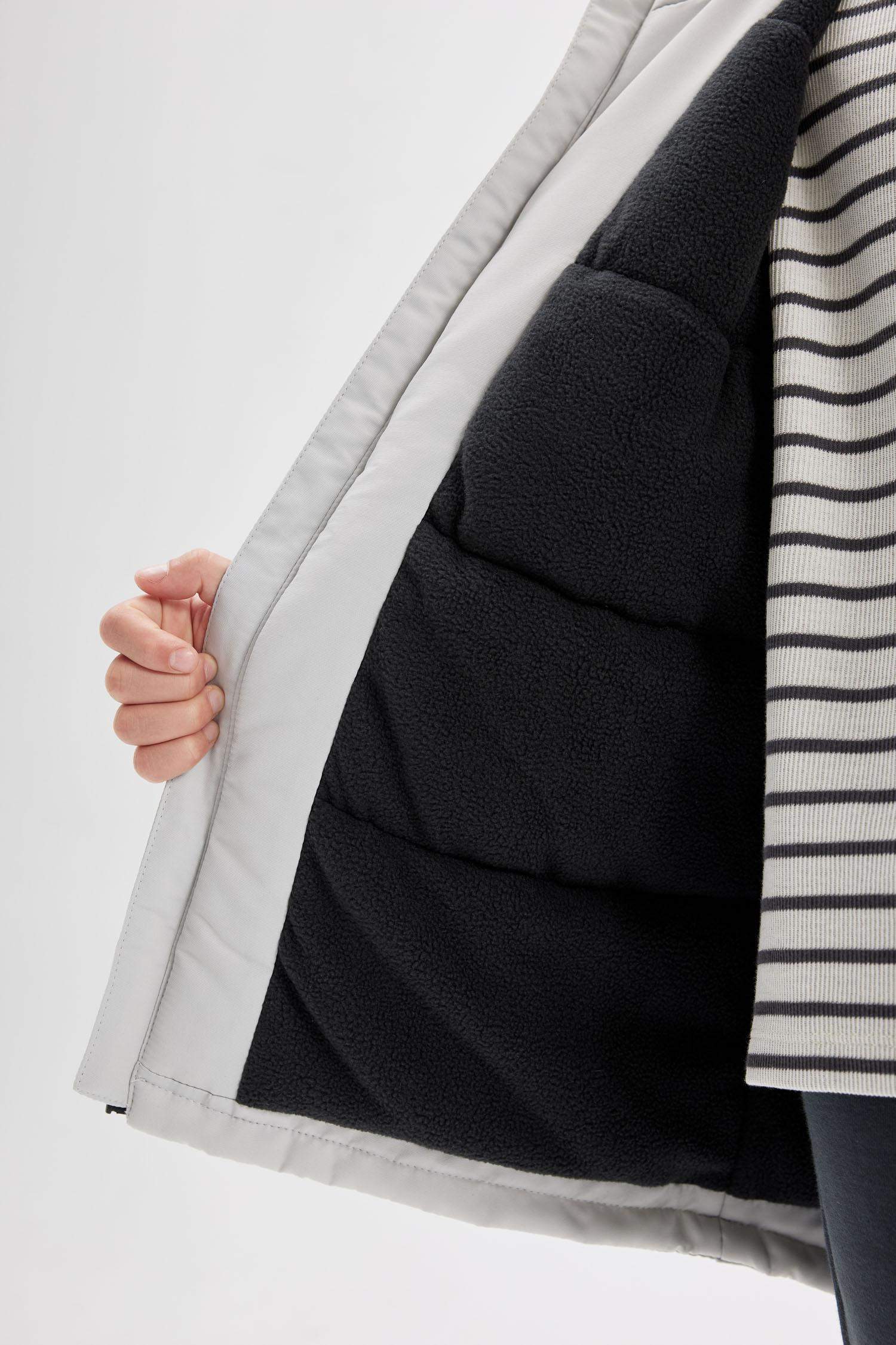 Erkek Çocuk Su Geçirmez Kapüşonlu Polar Astarlı Fermuarlı Cepli Parka