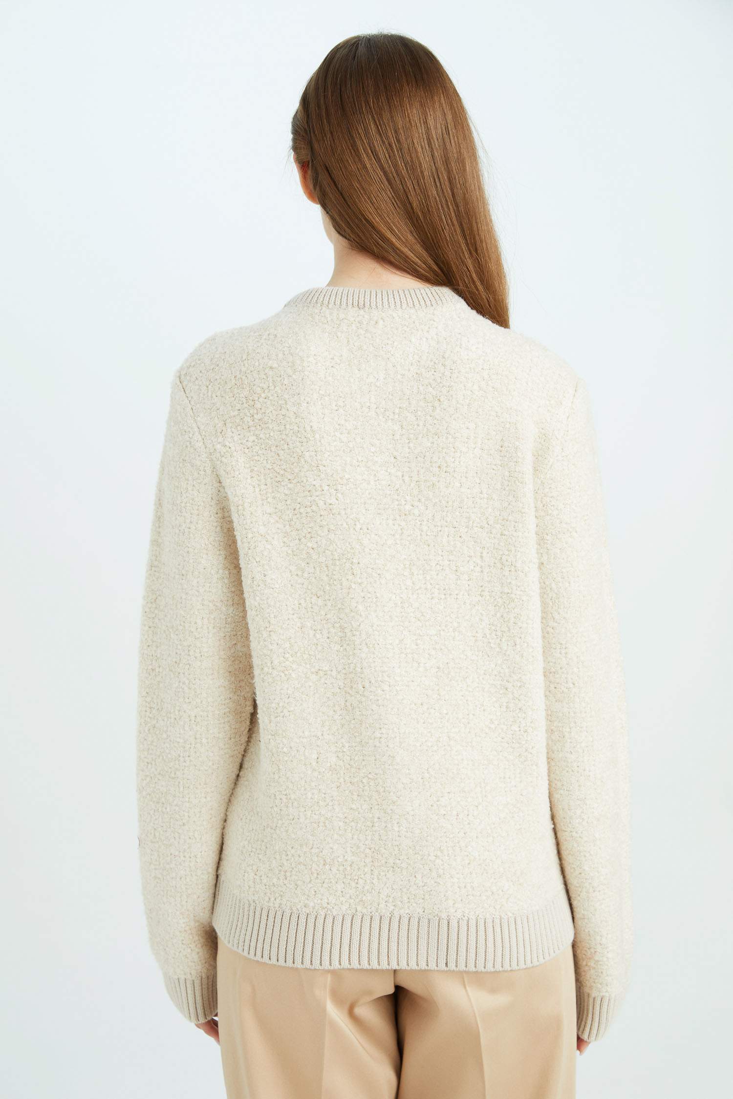 بلوفر قصة عادية برقبة مستديرة